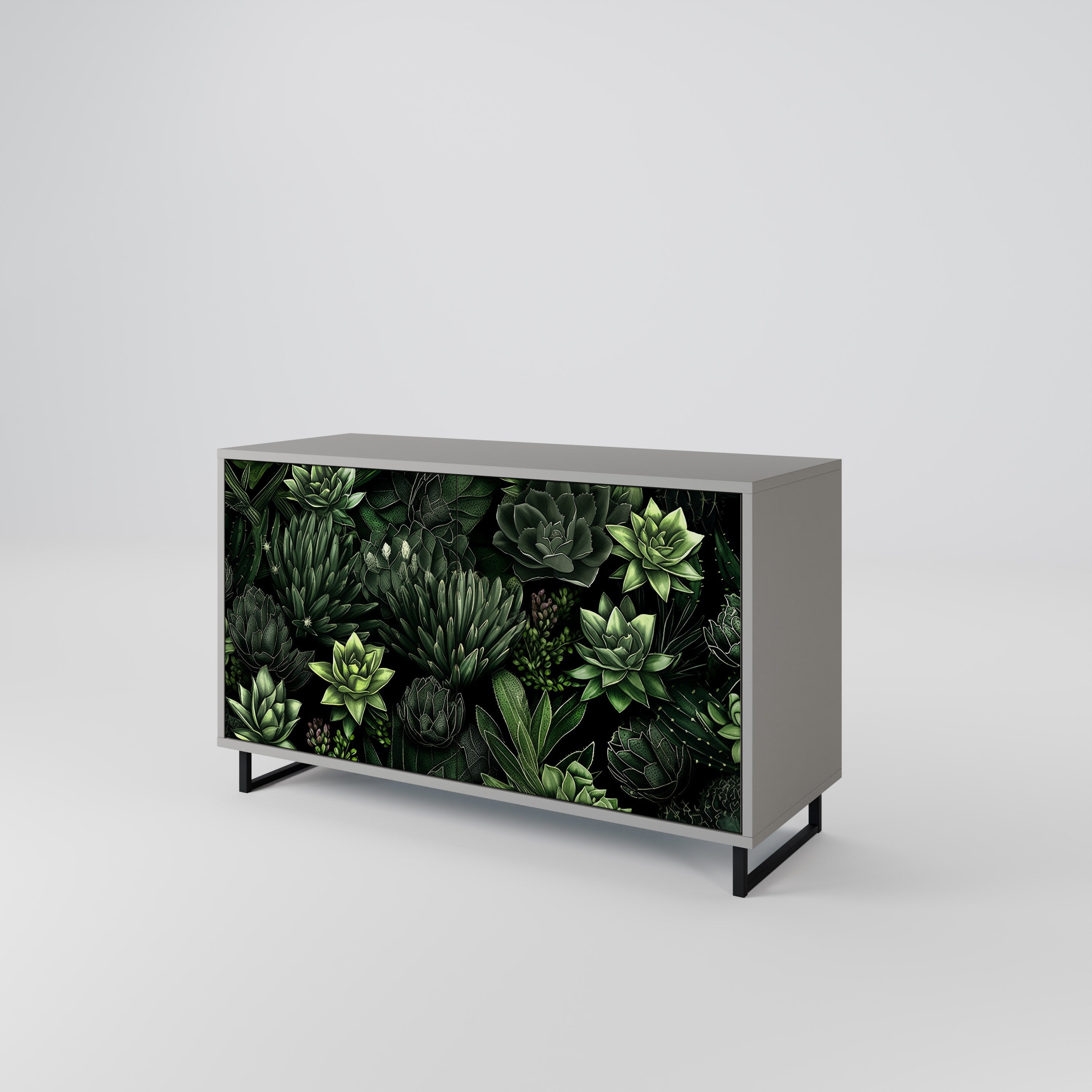 SUCCULENT JUNGLE Sideboard mit 2 Türen in Grau