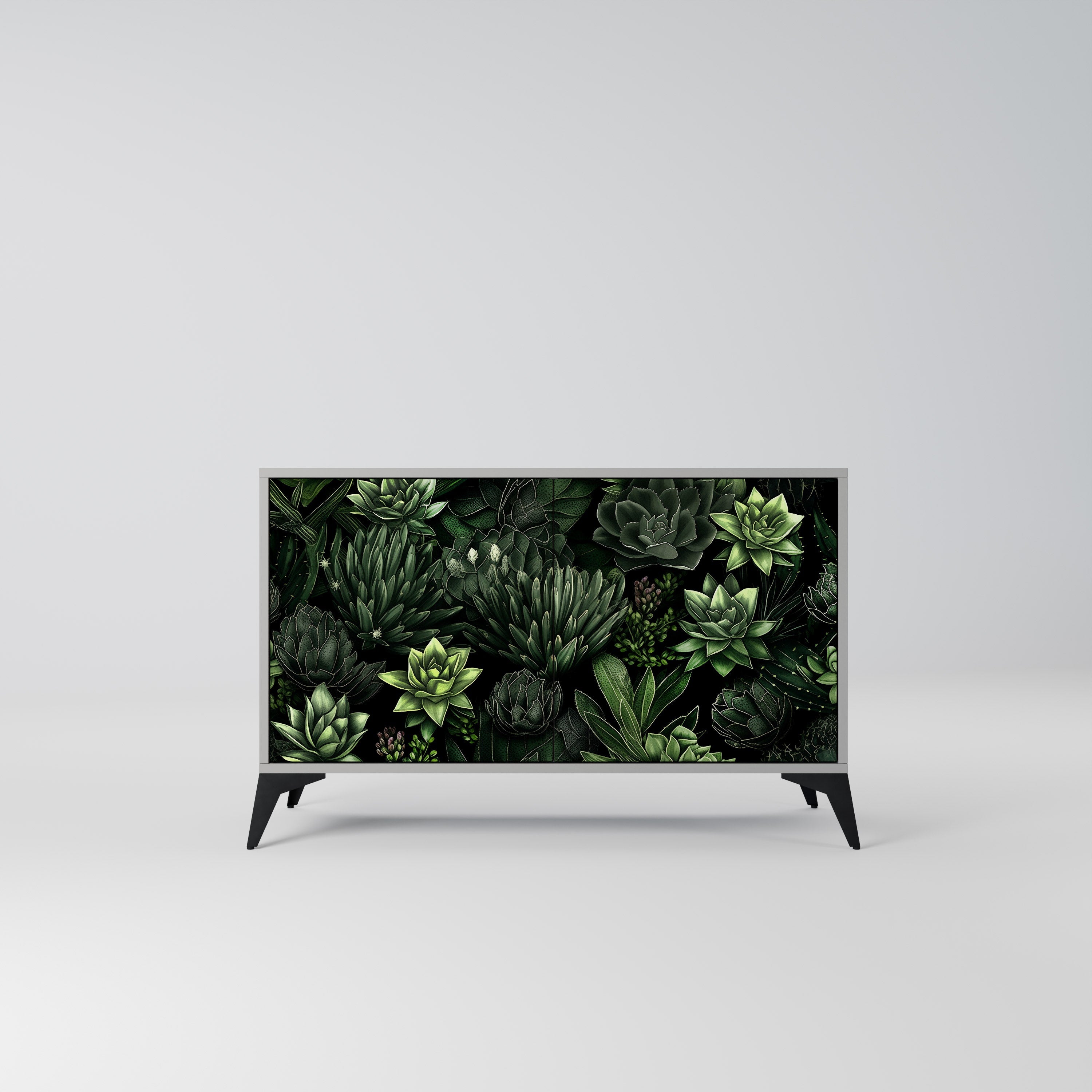 SUCCULENT JUNGLE Sideboard mit 2 Türen in Grau