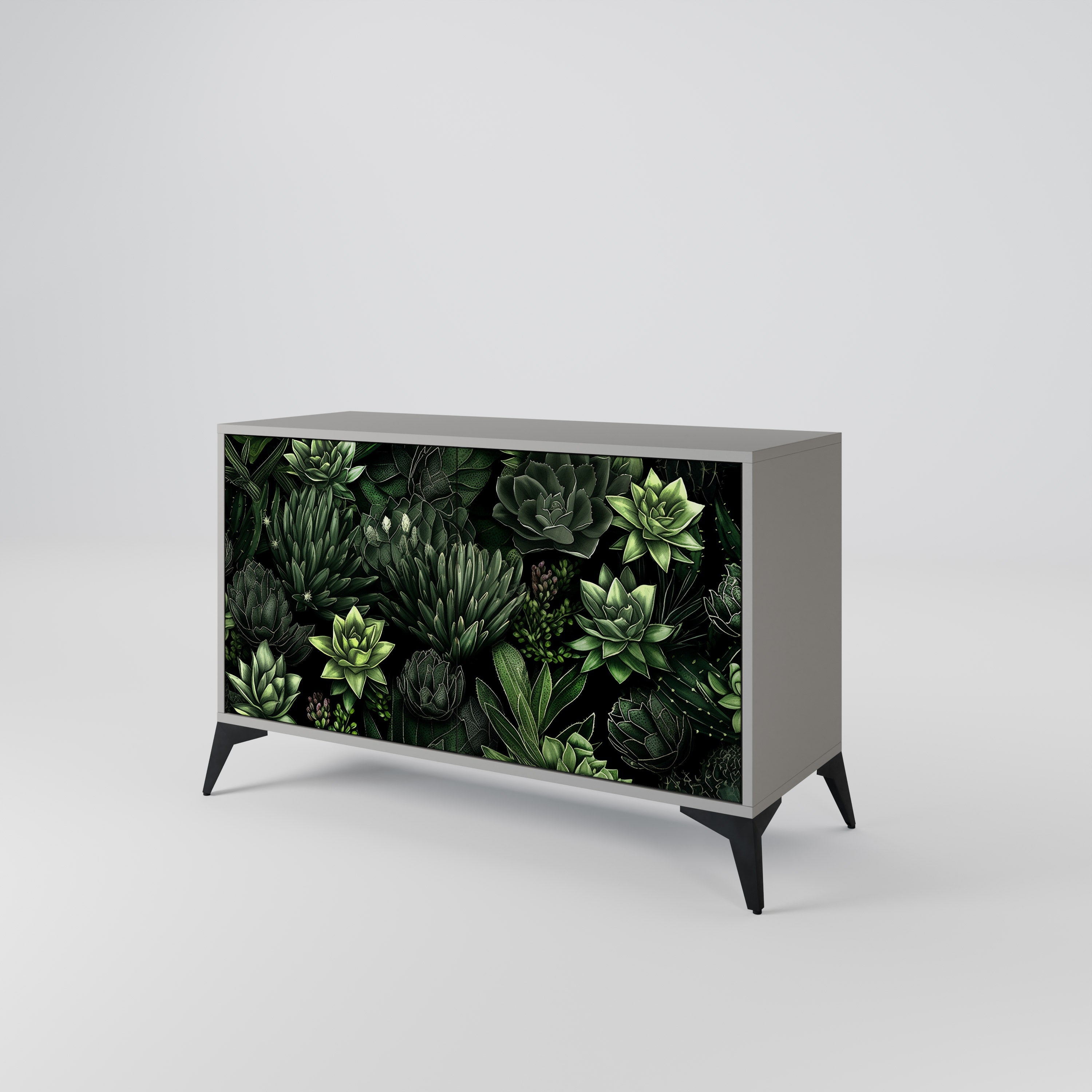 SUCCULENT JUNGLE Sideboard mit 2 Türen in Grau
