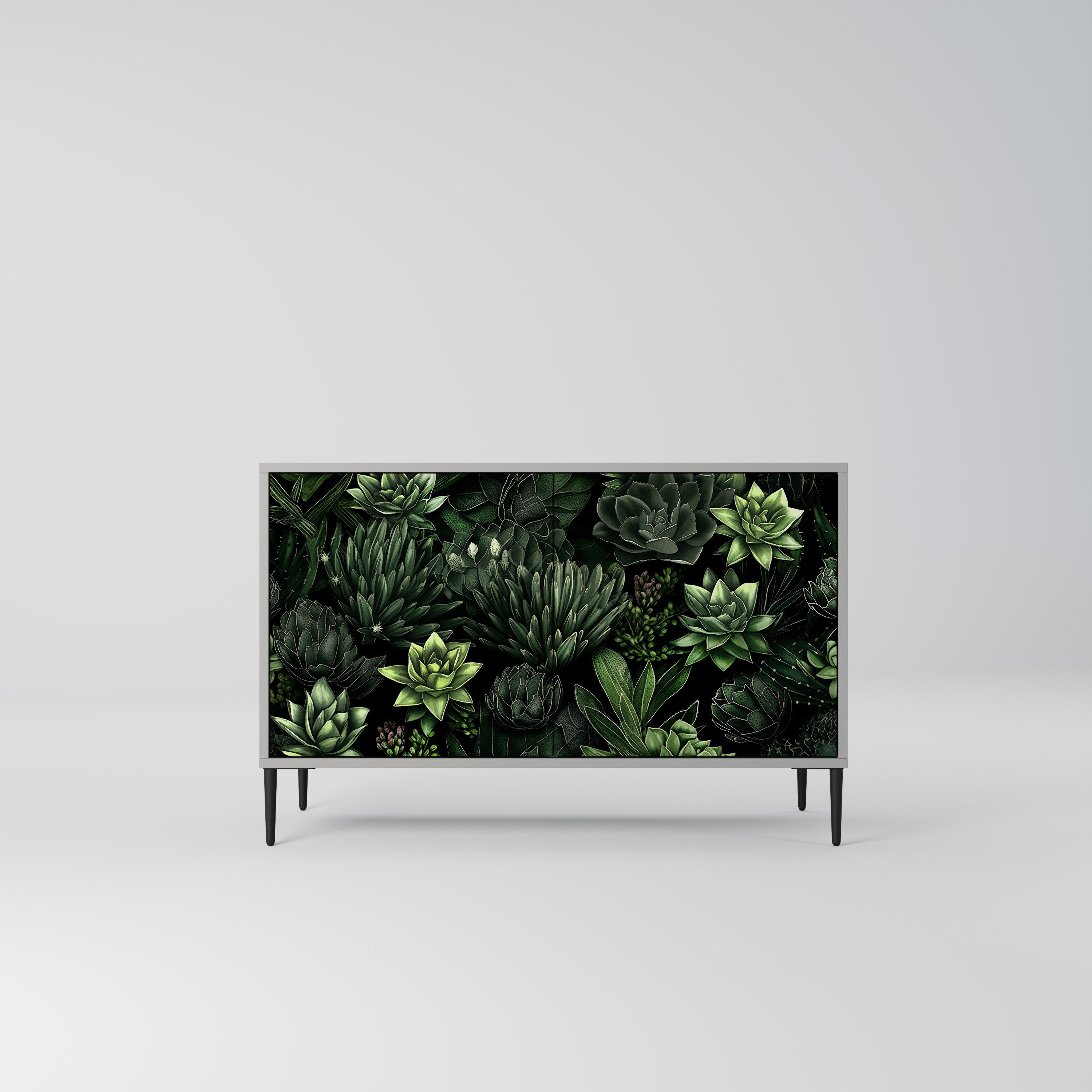 SUCCULENT JUNGLE Sideboard mit 2 Türen in Grau