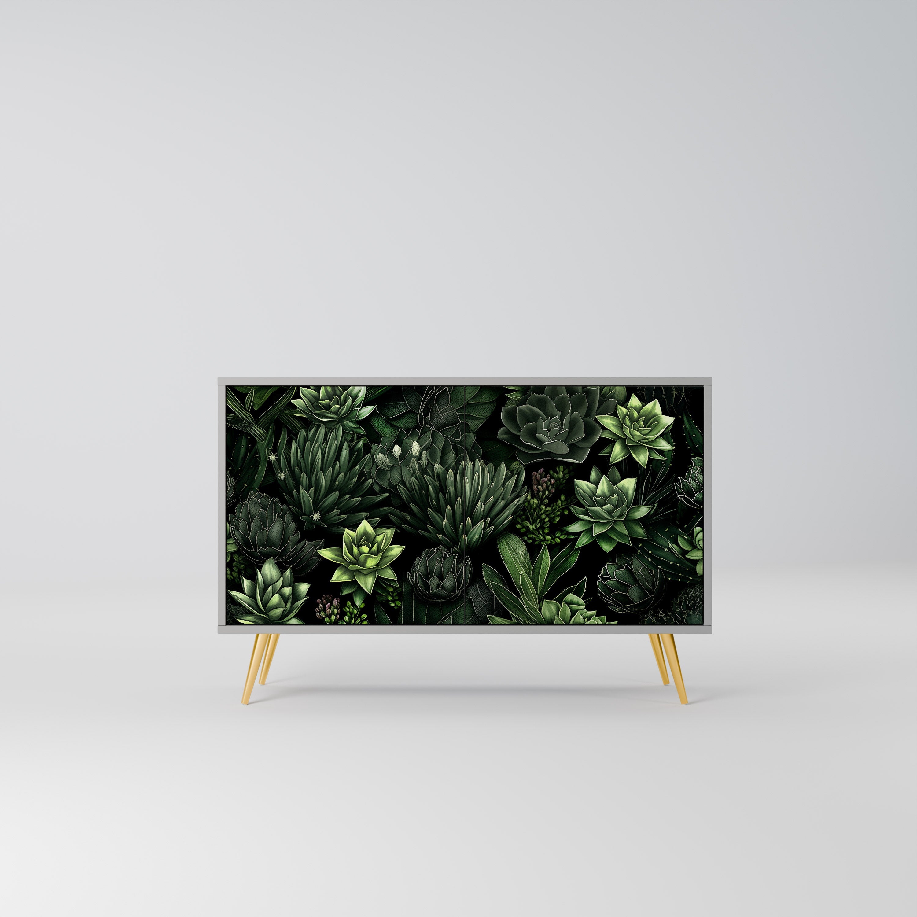SUCCULENT JUNGLE Sideboard mit 2 Türen in Grau