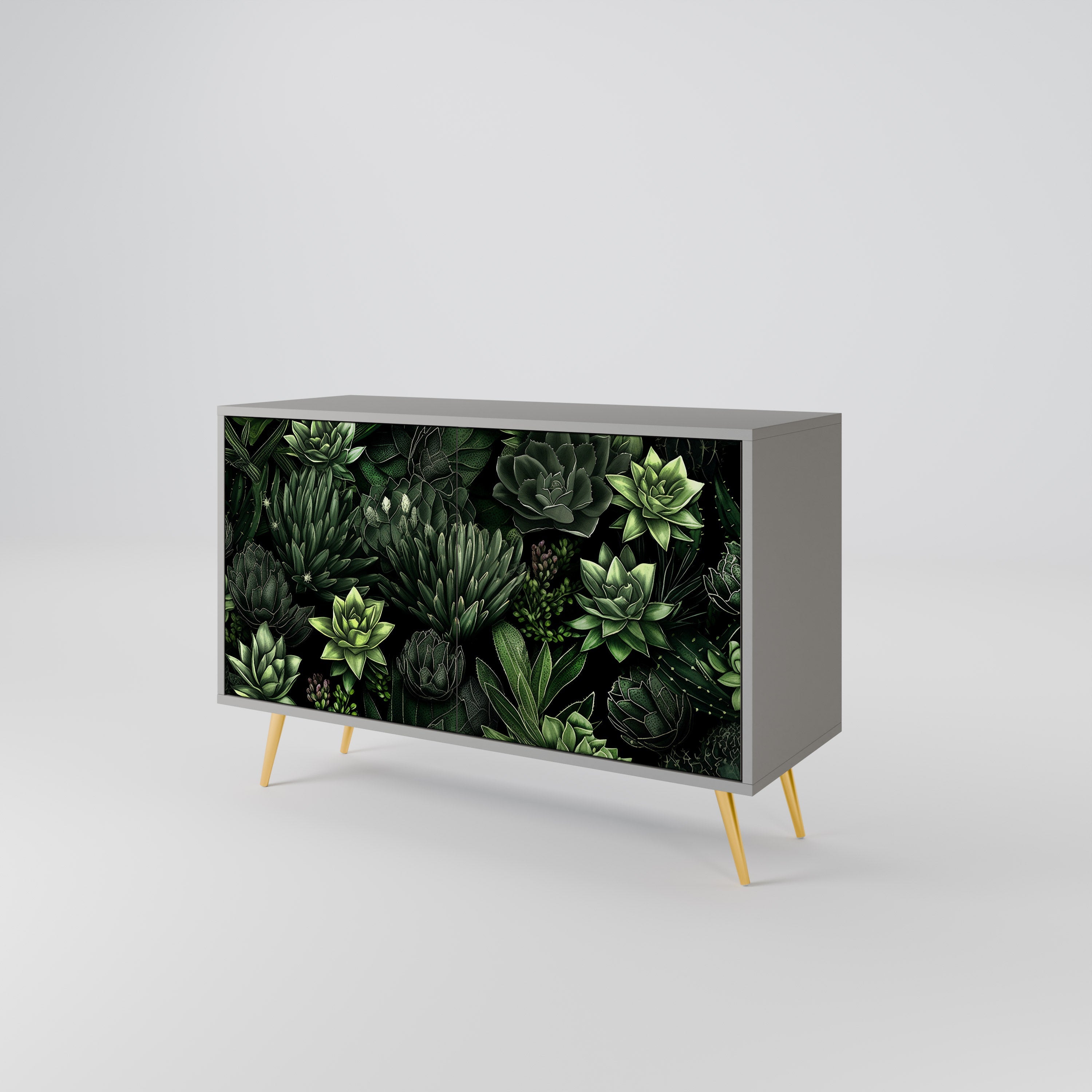 SUCCULENT JUNGLE Sideboard mit 2 Türen in Grau