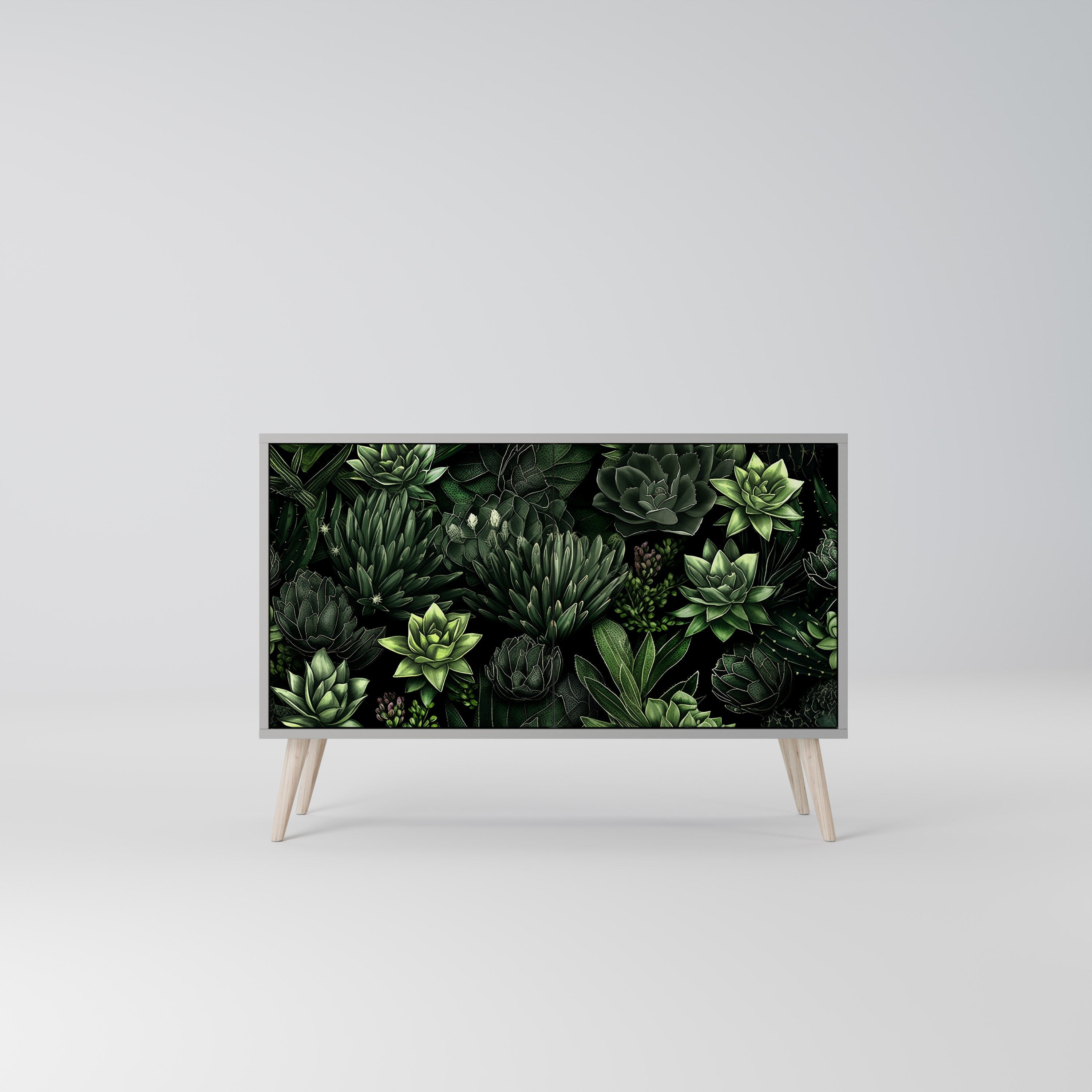 SUCCULENT JUNGLE Sideboard mit 2 Türen in Grau