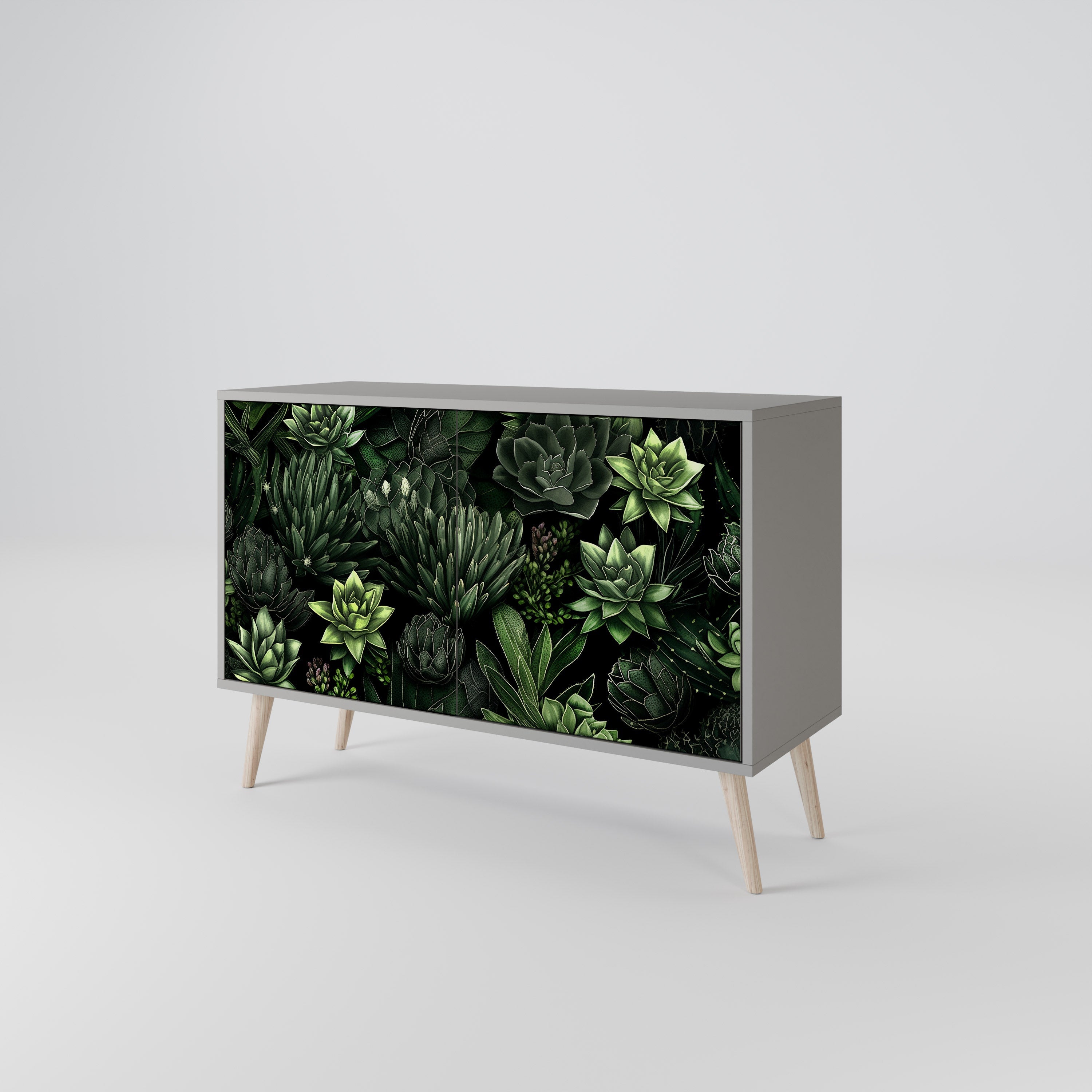 SUCCULENT JUNGLE Sideboard mit 2 Türen in Grau