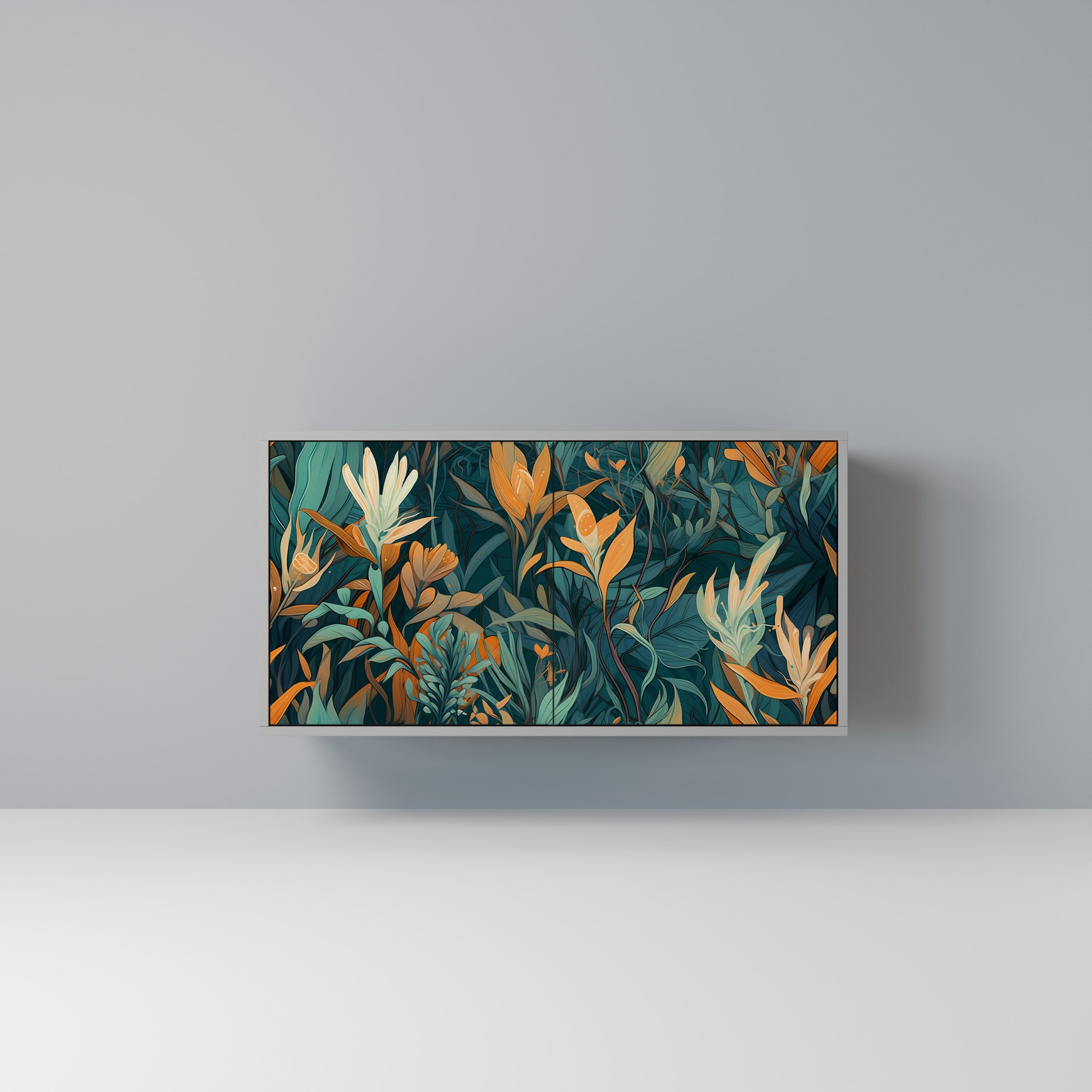 FLORAL SERENITY Sideboard mit 2 Türen in Grau