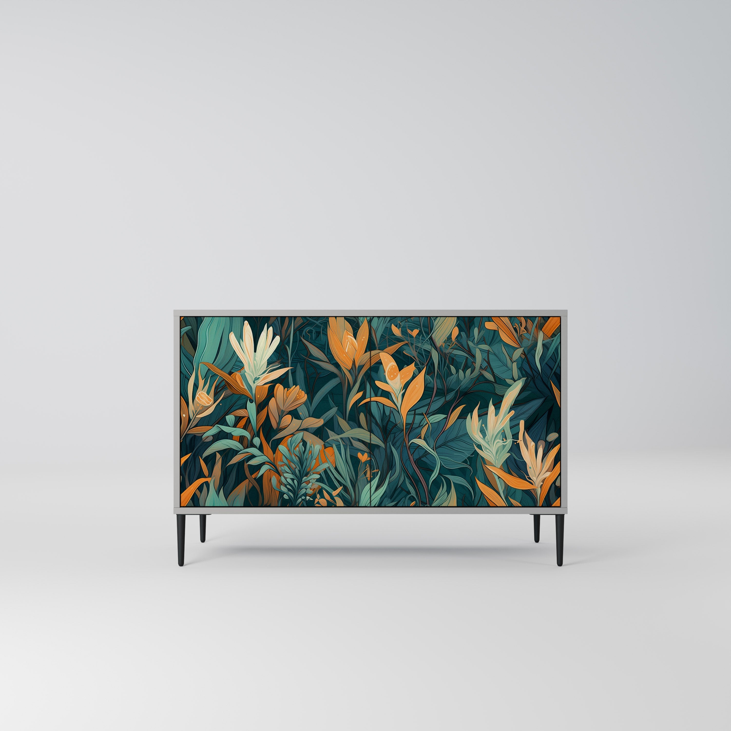 FLORAL SERENITY Sideboard mit 2 Türen in Grau