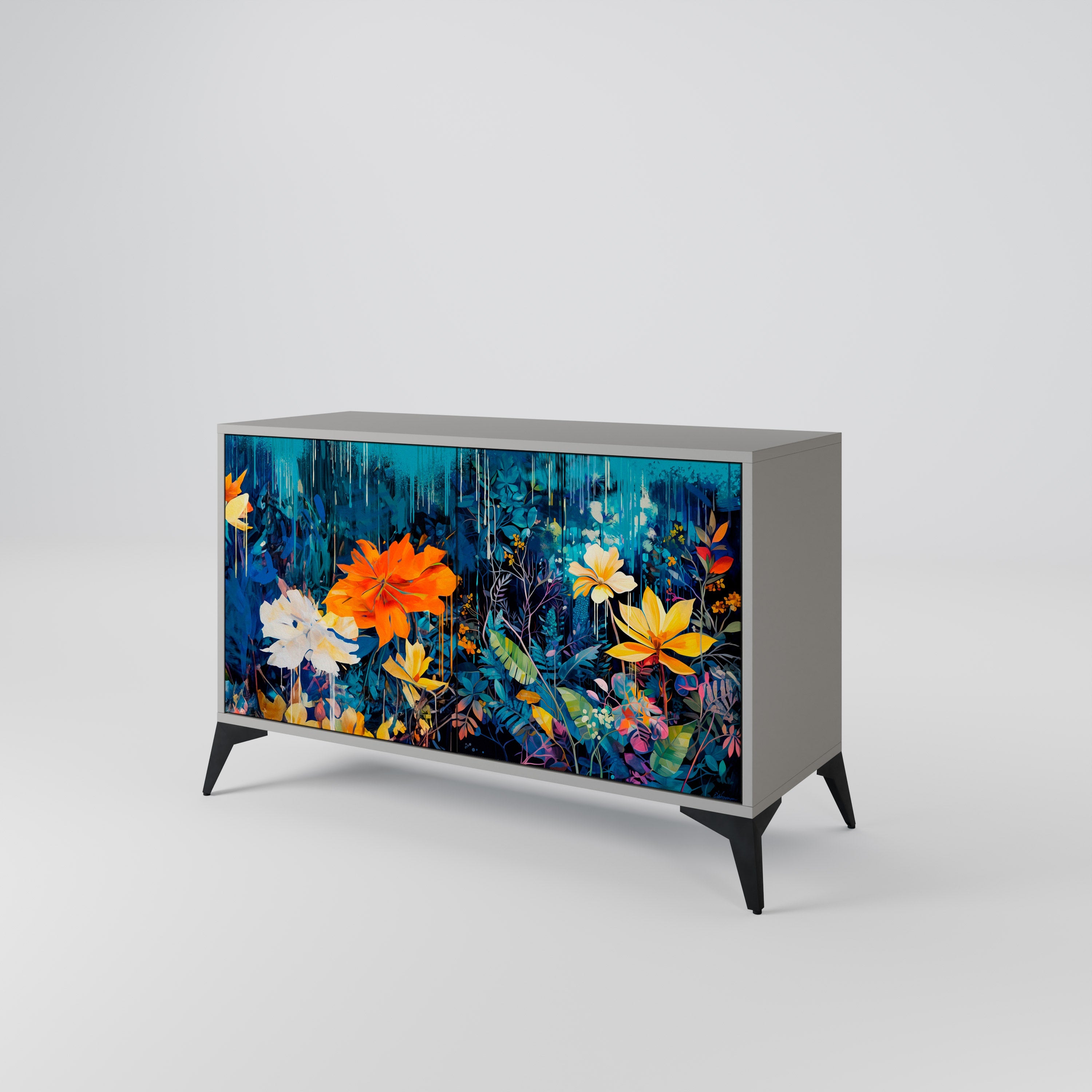 MIDNIGHT BLOSSOM Sideboard mit 2 Türen in Grau