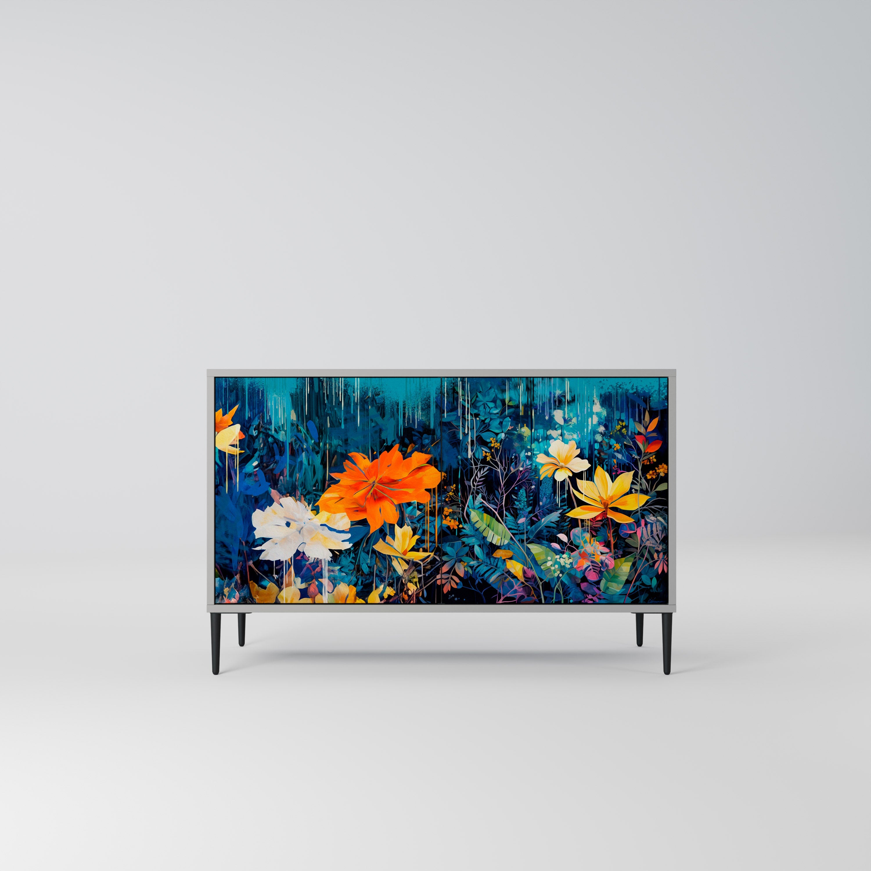 MIDNIGHT BLOSSOM Sideboard mit 2 Türen in Grau