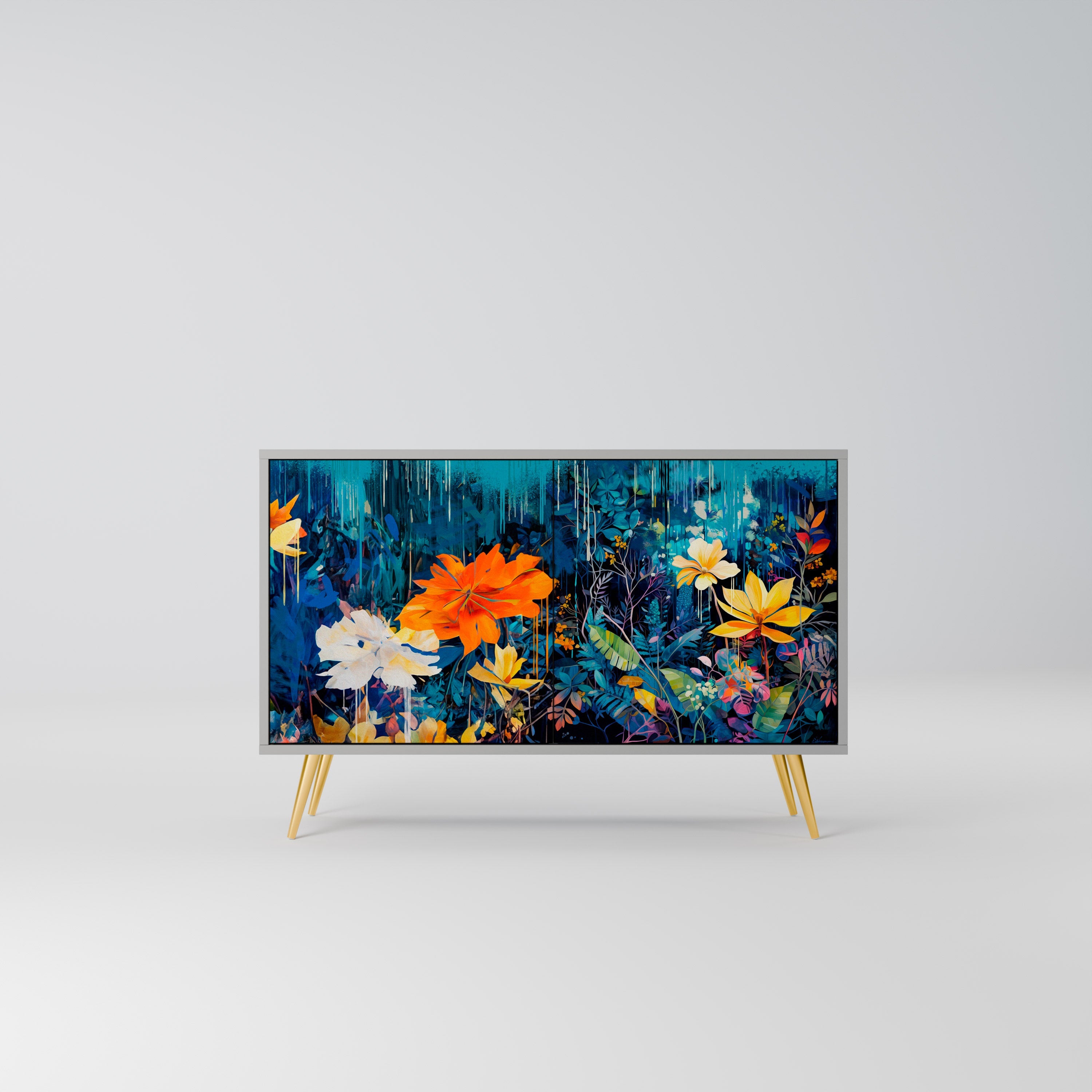 MIDNIGHT BLOSSOM Sideboard mit 2 Türen in Grau