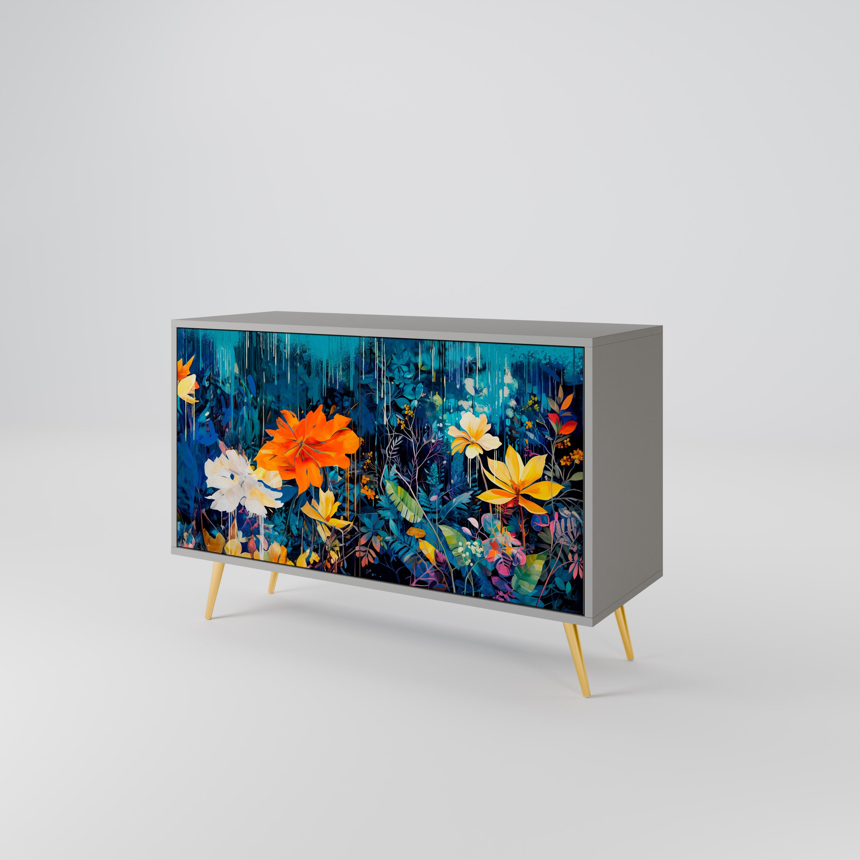 MIDNIGHT BLOSSOM Sideboard mit 2 Türen in Grau