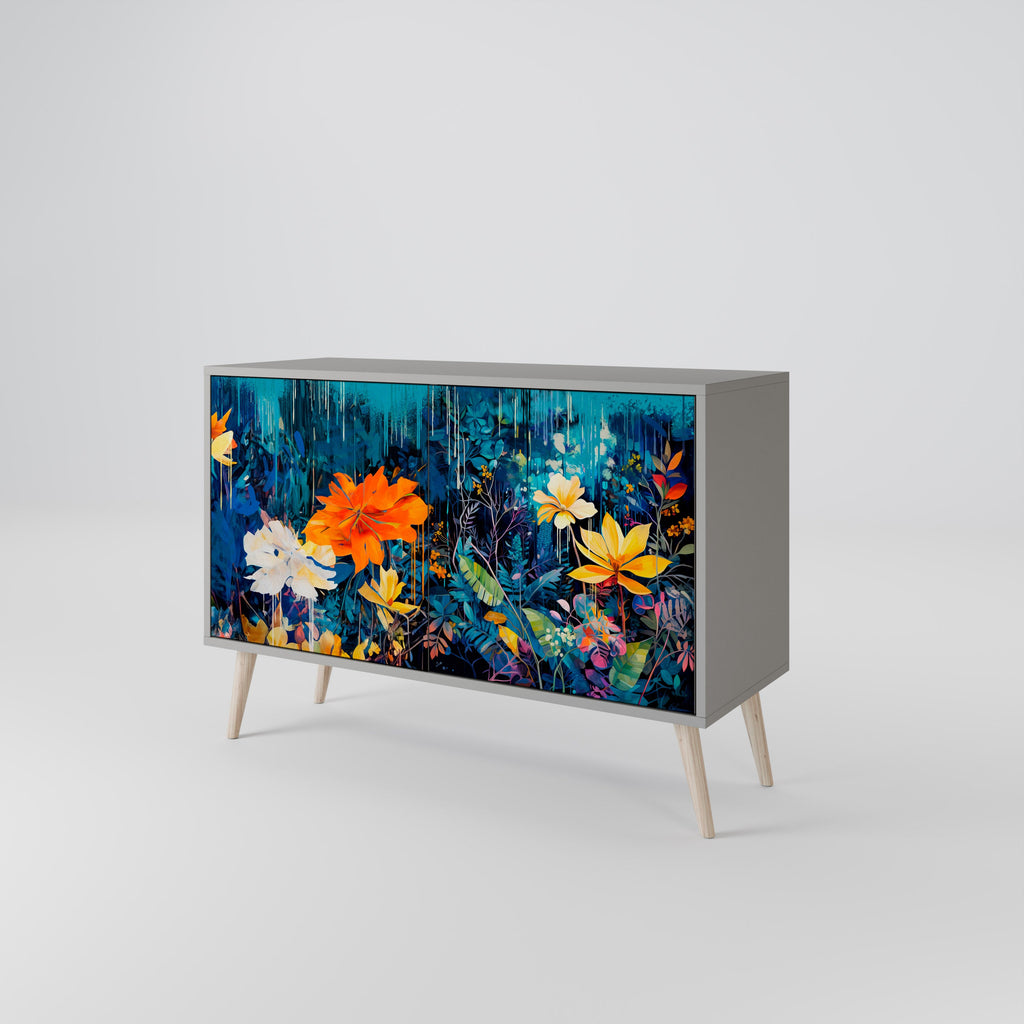 MIDNIGHT BLOSSOM Sideboard mit 2 Türen in Grau