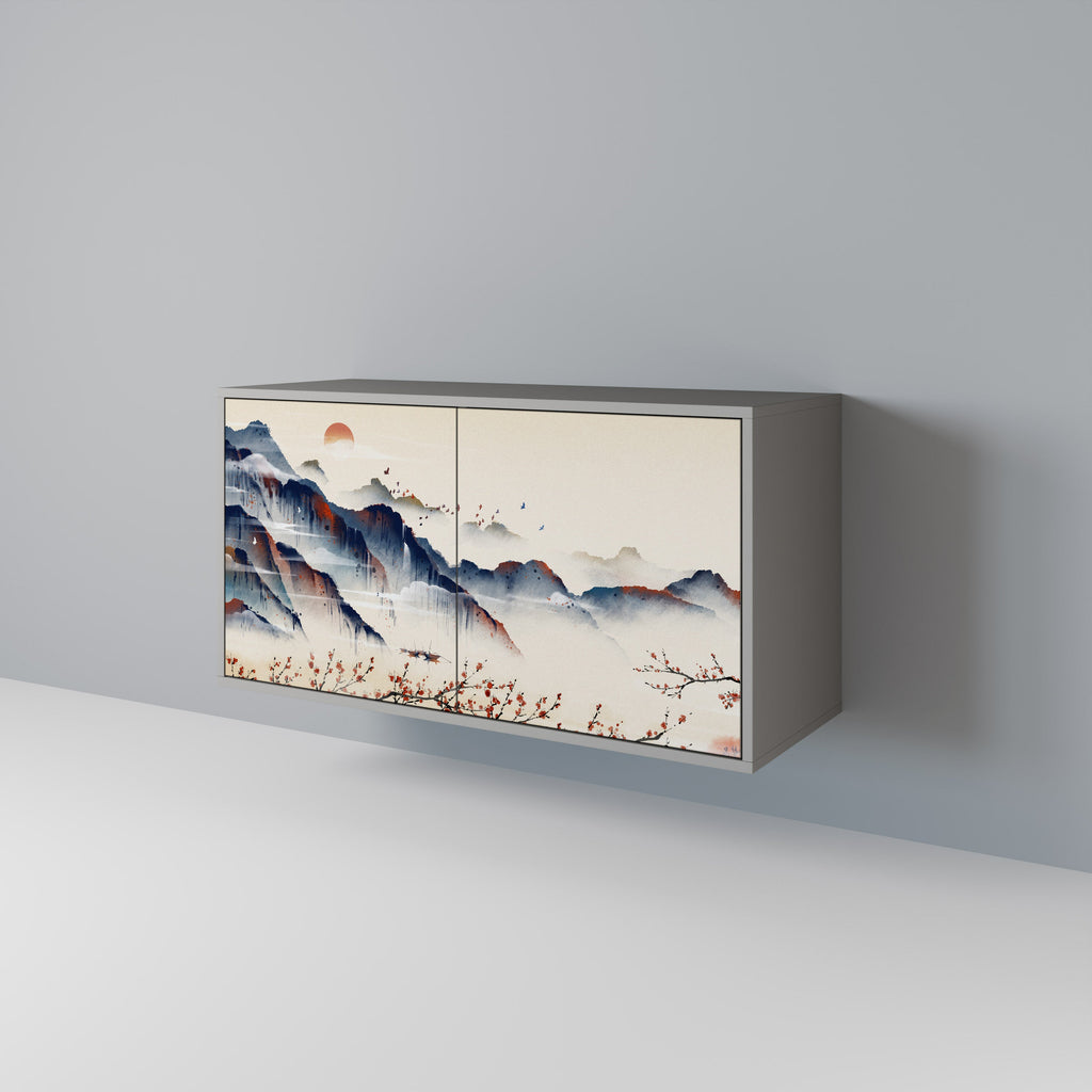 JAPANESE LANDSCAPE Sideboard mit 2 Türen in Grau