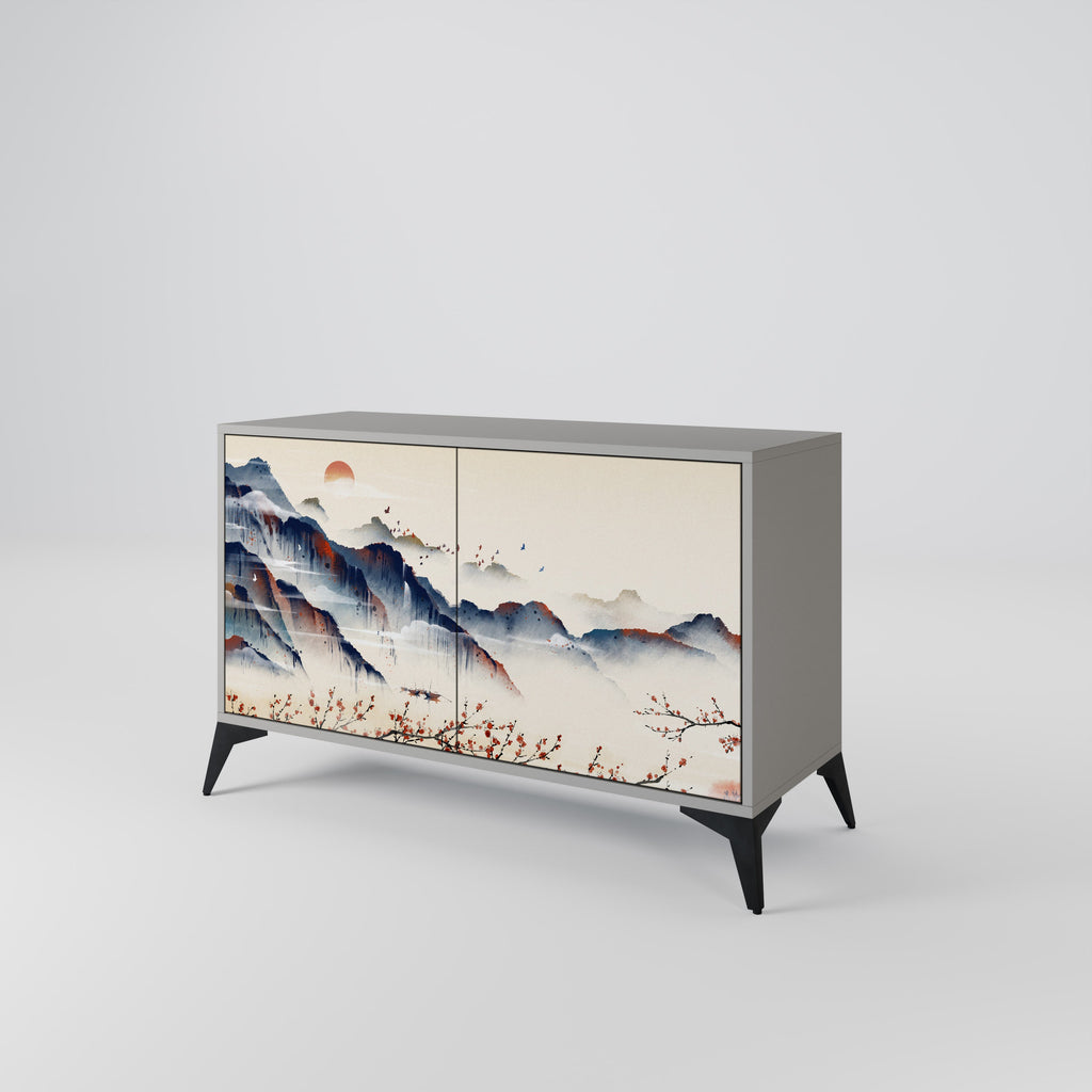 JAPANESE LANDSCAPE Sideboard mit 2 Türen in Grau