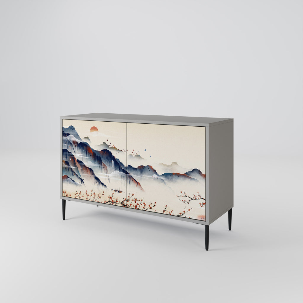 JAPANESE LANDSCAPE Sideboard mit 2 Türen in Grau
