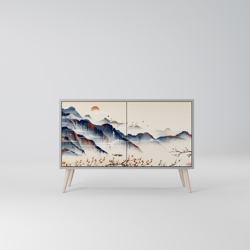 JAPANESE LANDSCAPE Sideboard mit 2 Türen in Grau