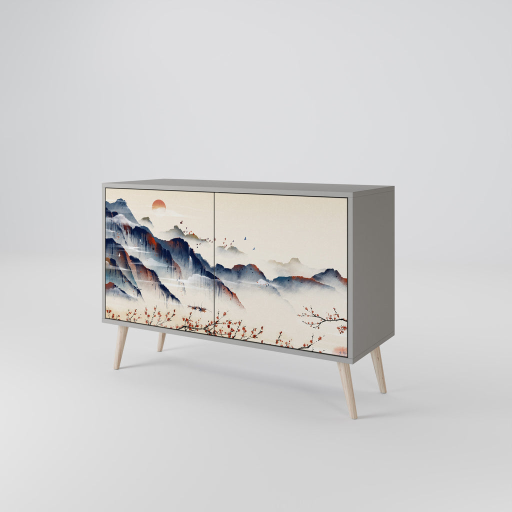 JAPANESE LANDSCAPE Sideboard mit 2 Türen in Grau
