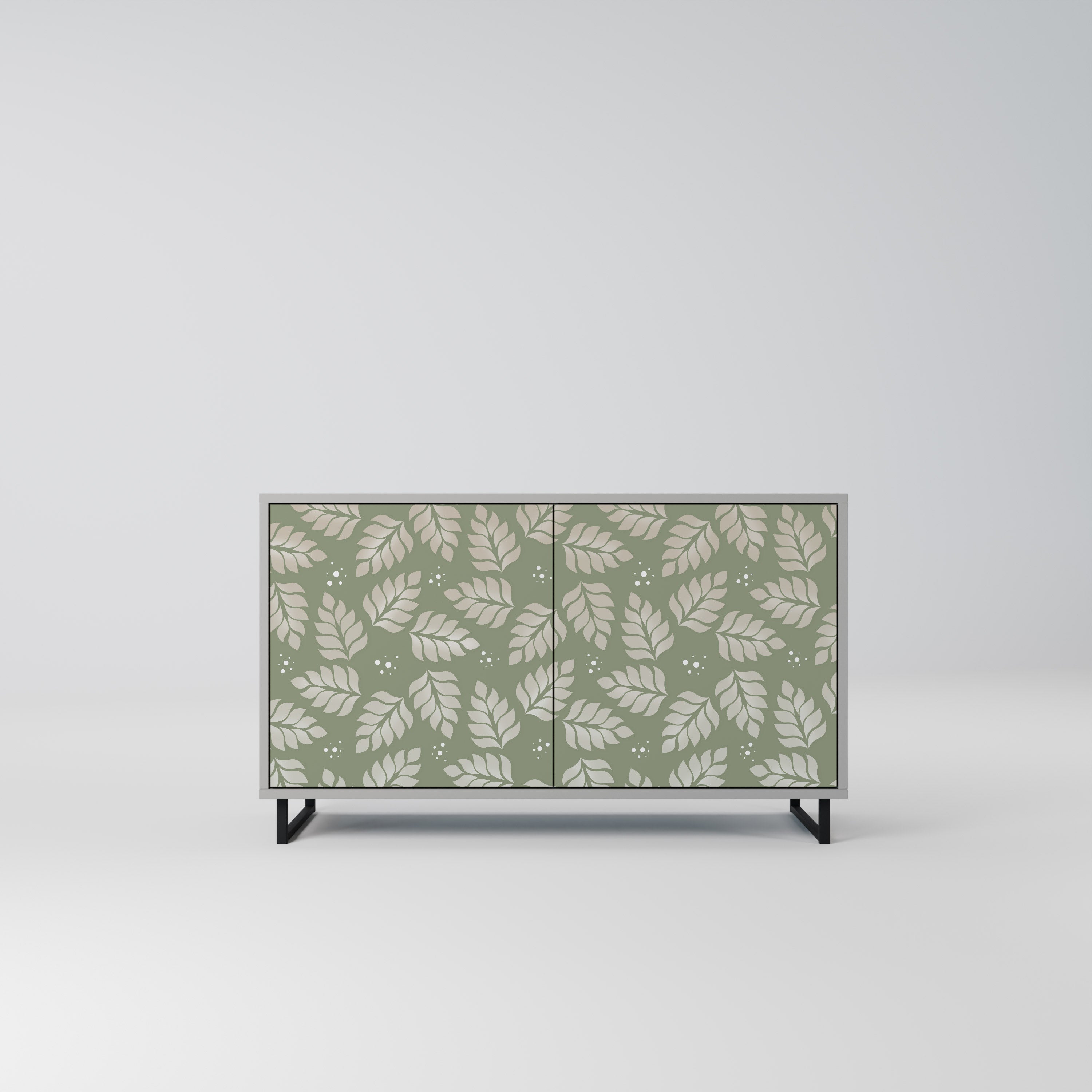 LEAVES ON GREEN Sideboard mit 2 Türen in Grau
