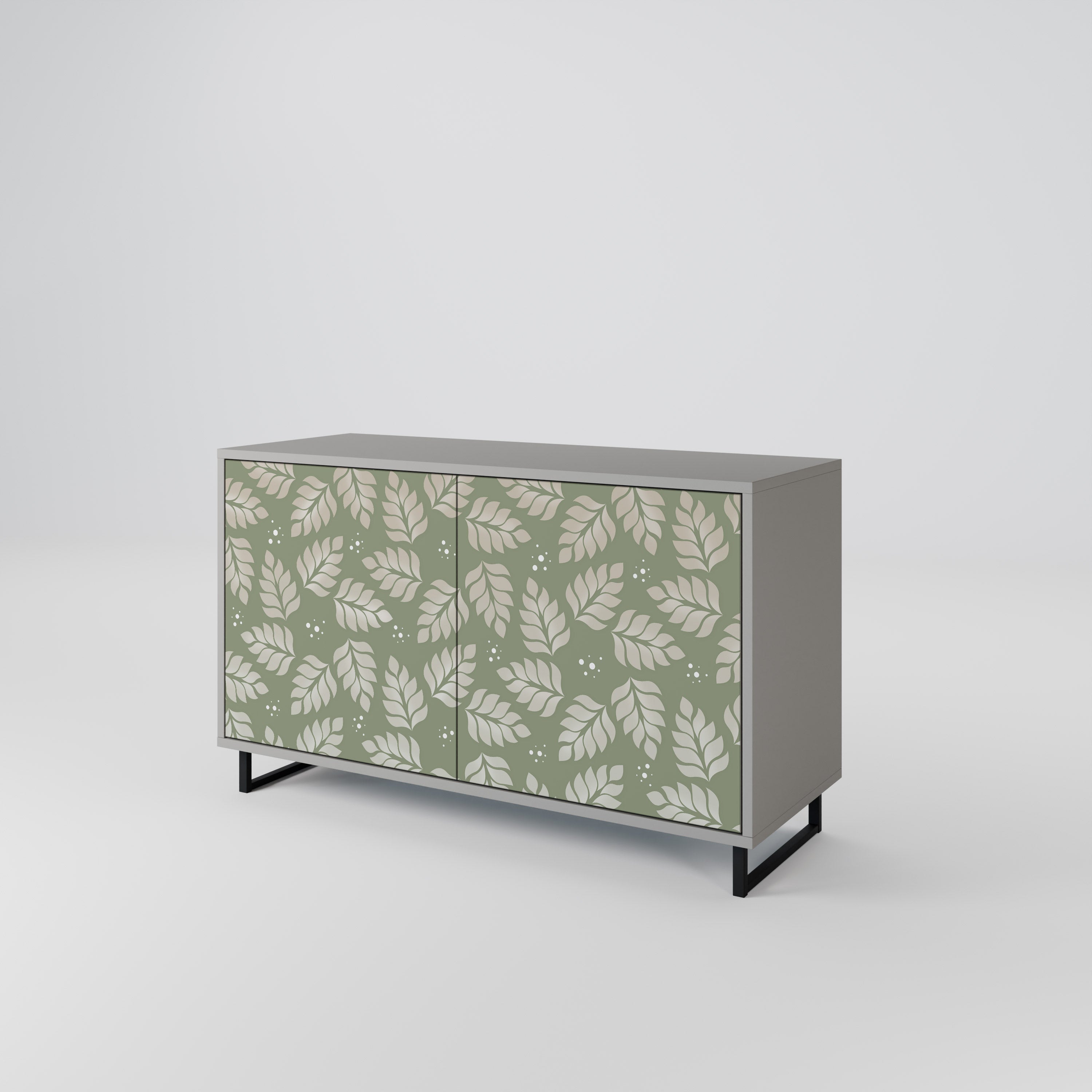 LEAVES ON GREEN Sideboard mit 2 Türen in Grau