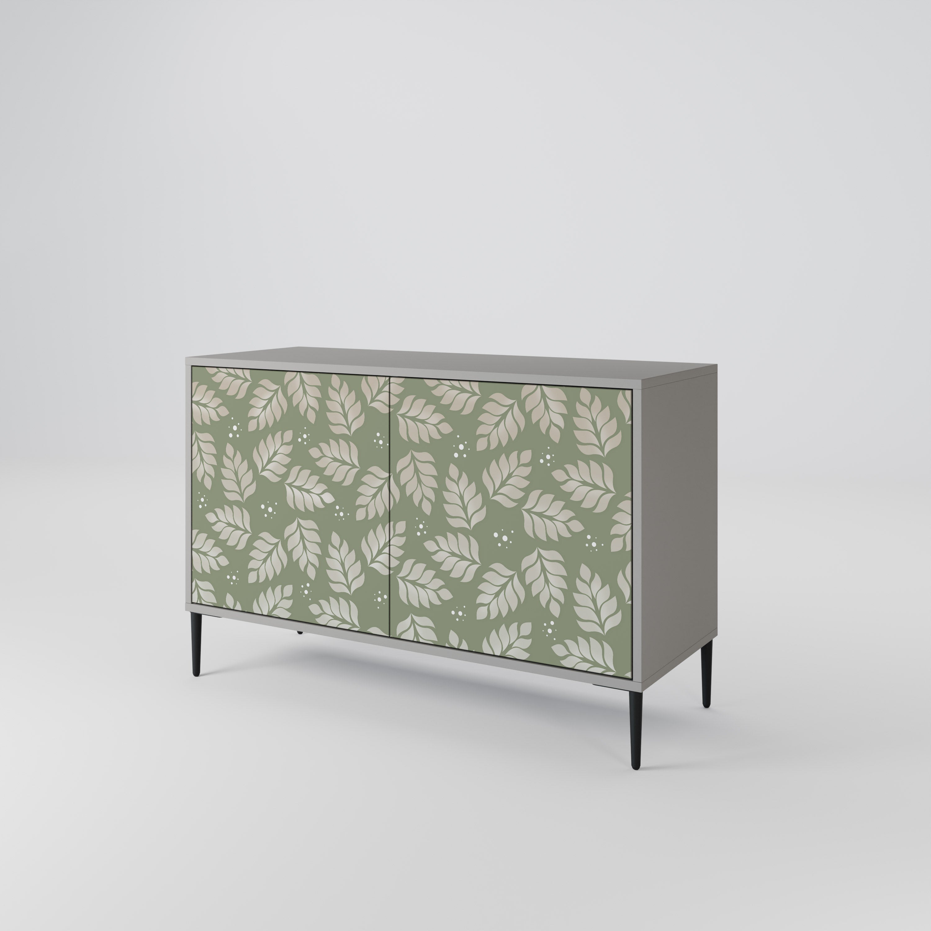 LEAVES ON GREEN Sideboard mit 2 Türen in Grau