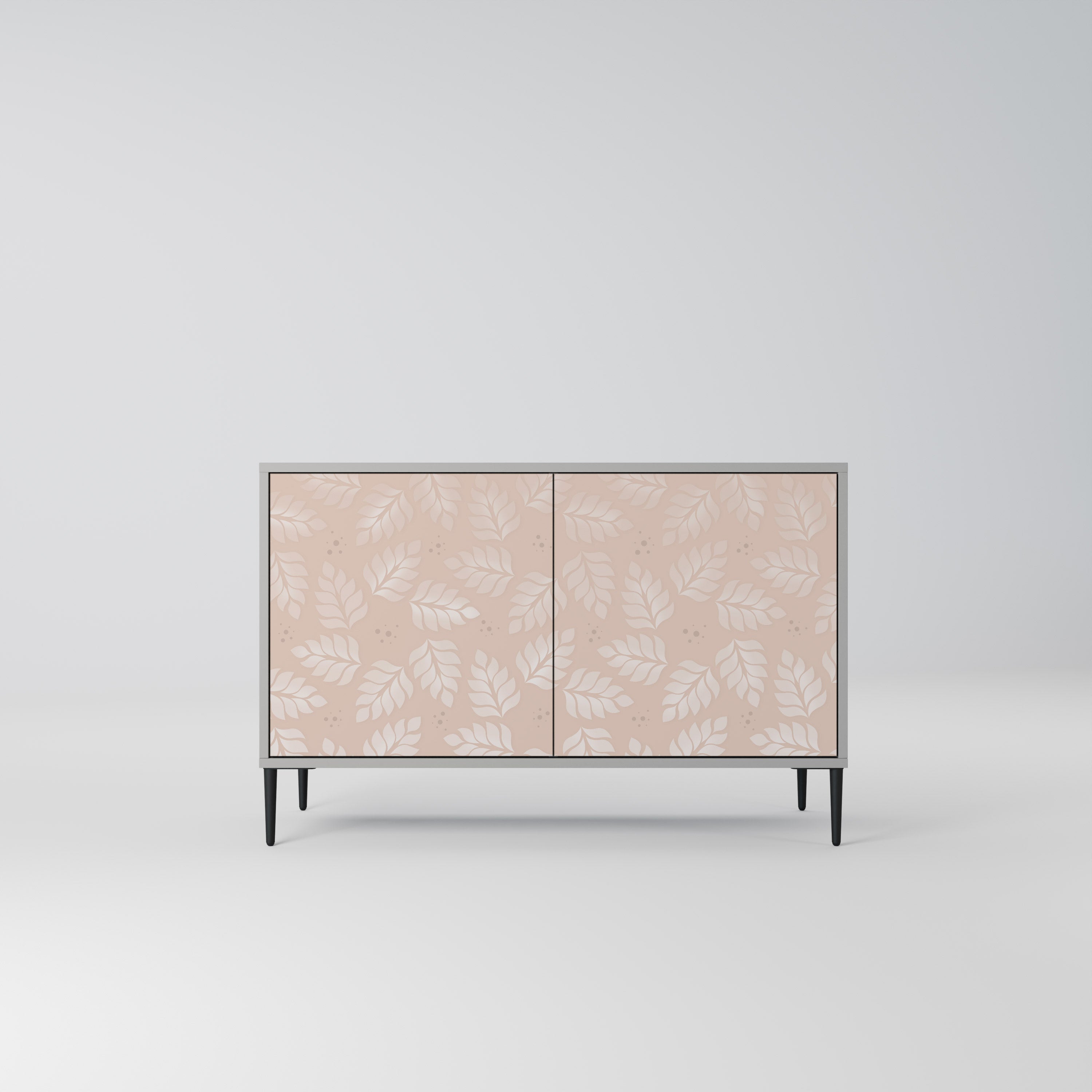 LEAVES ON BEIGE Sideboard mit 2 Türen in Grau