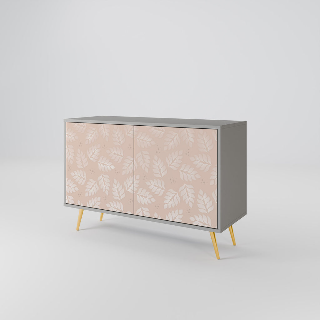 LEAVES ON BEIGE Sideboard mit 2 Türen in Grau