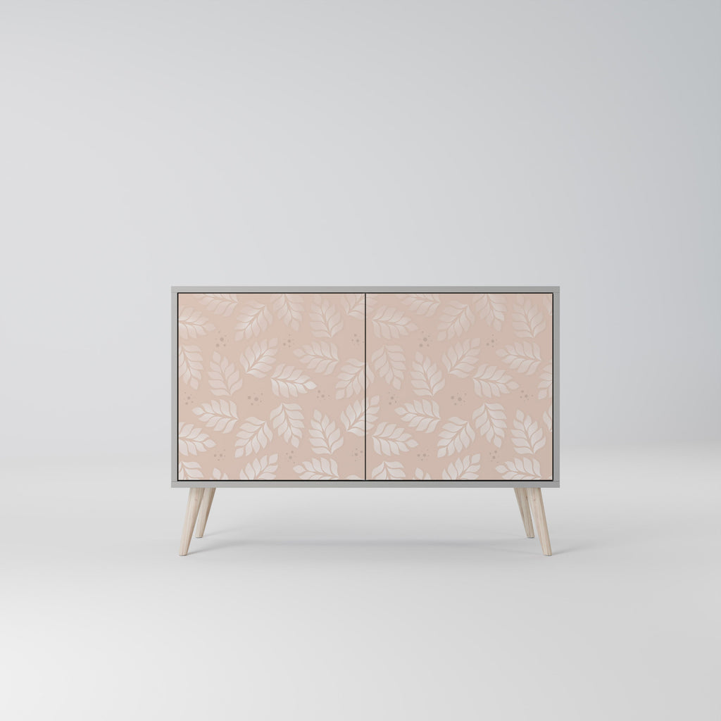 LEAVES ON BEIGE Sideboard mit 2 Türen in Grau