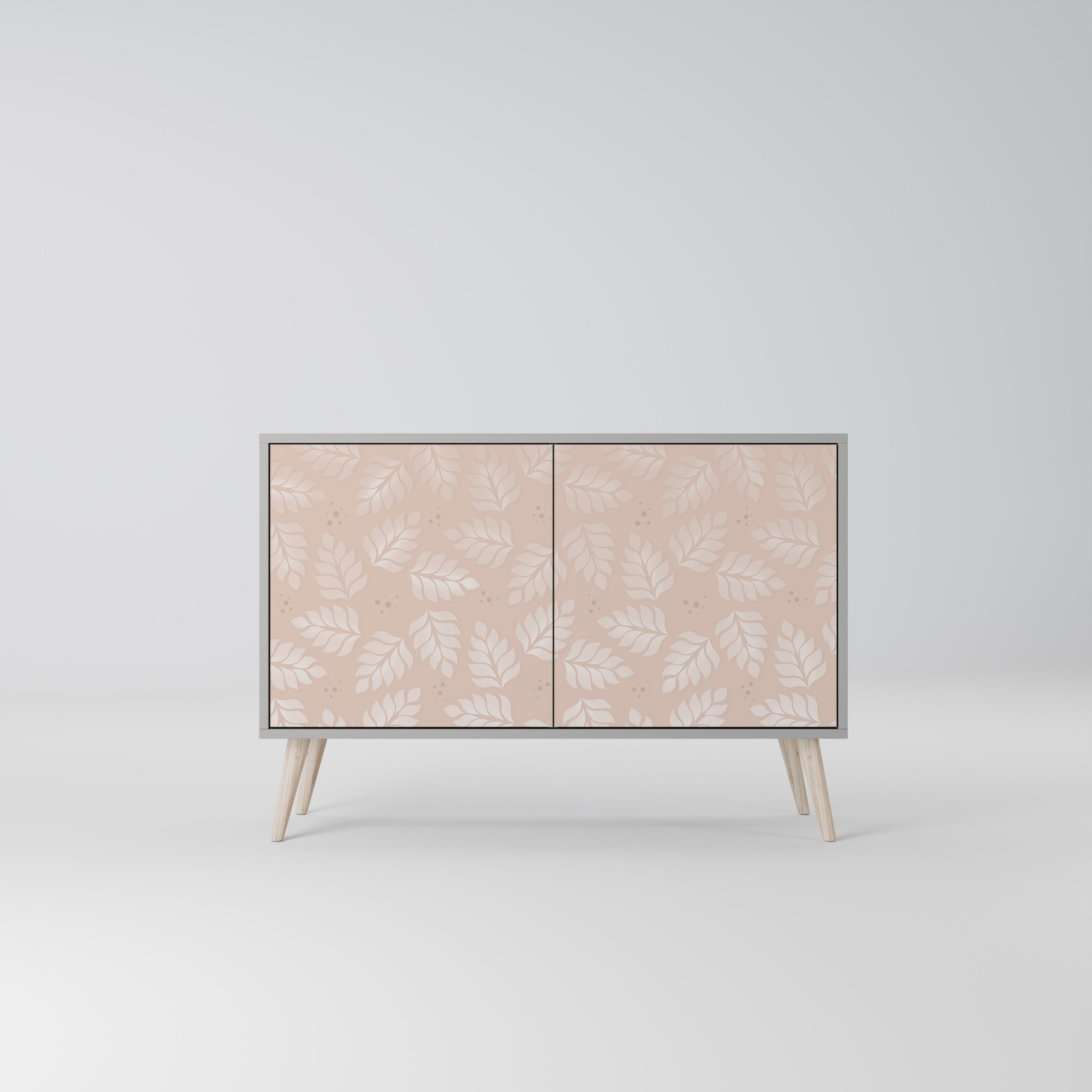 LEAVES ON BEIGE Sideboard mit 2 Türen in Grau