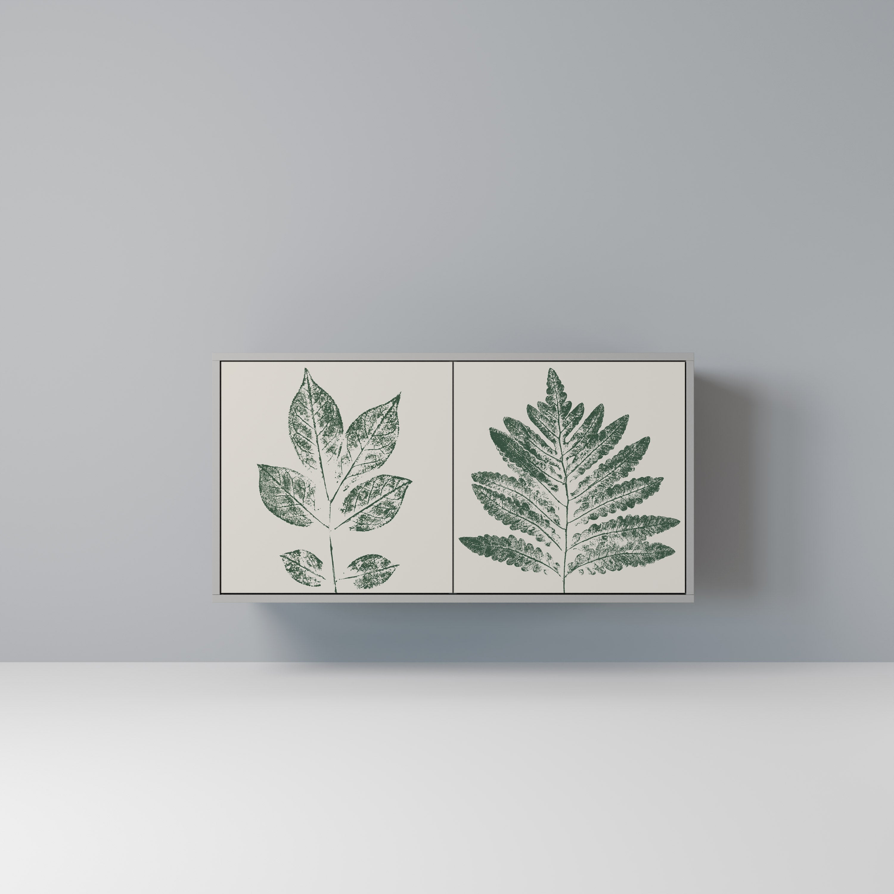 GREEN LEAFY STAMPS Sideboard mit 2 Türen in Grau