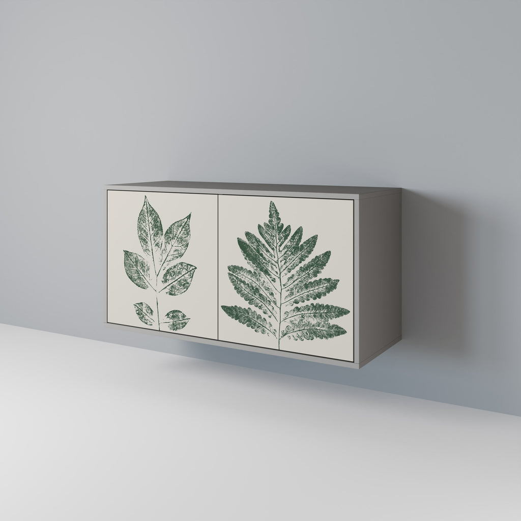 GREEN LEAFY STAMPS Sideboard mit 2 Türen in Grau