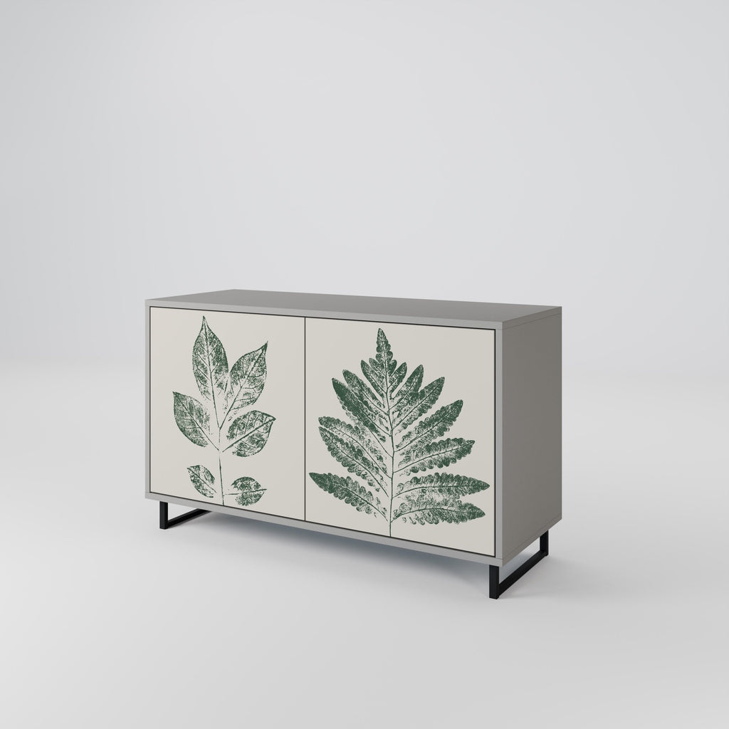 GREEN LEAFY STAMPS Sideboard mit 2 Türen in Grau