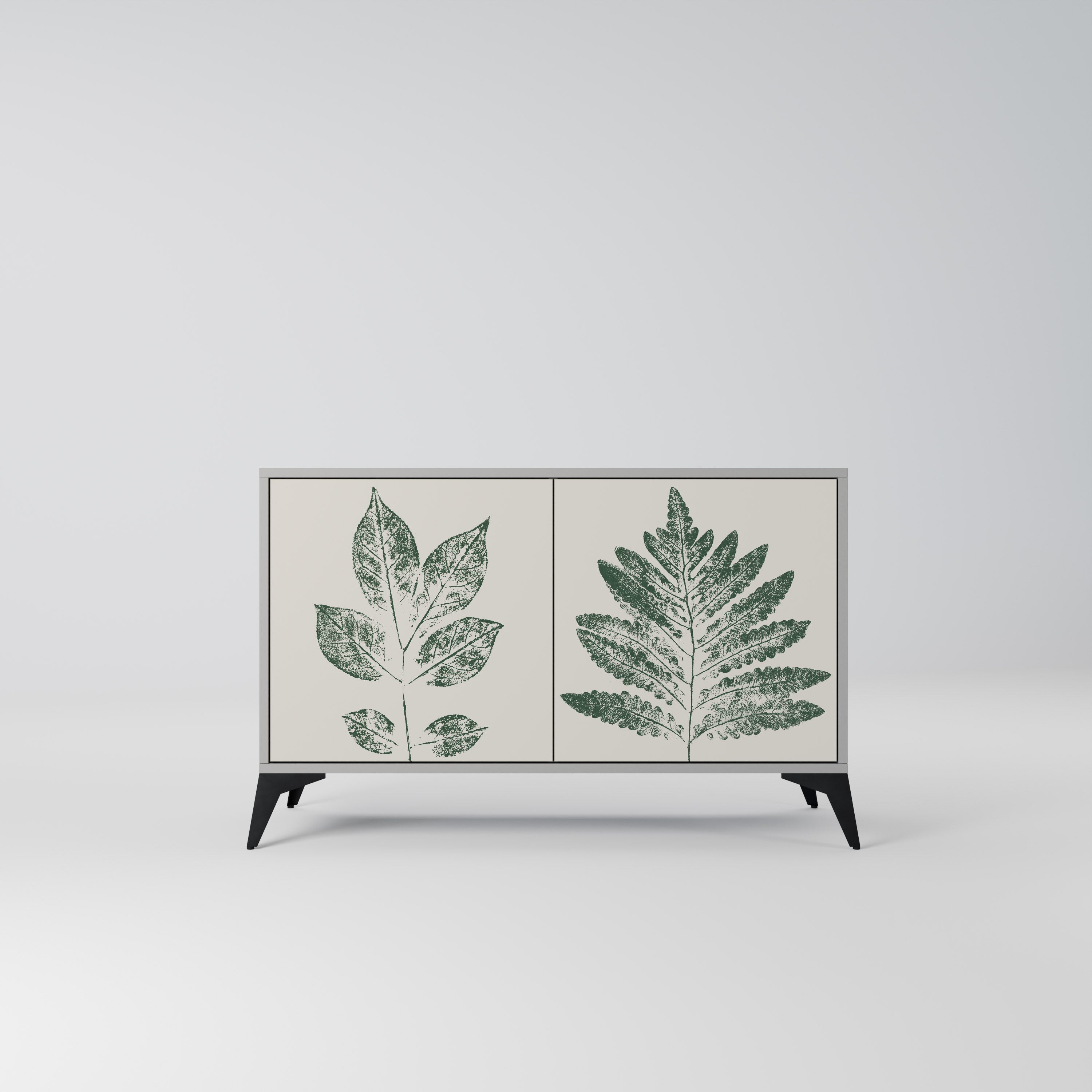 GREEN LEAFY STAMPS Sideboard mit 2 Türen in Grau
