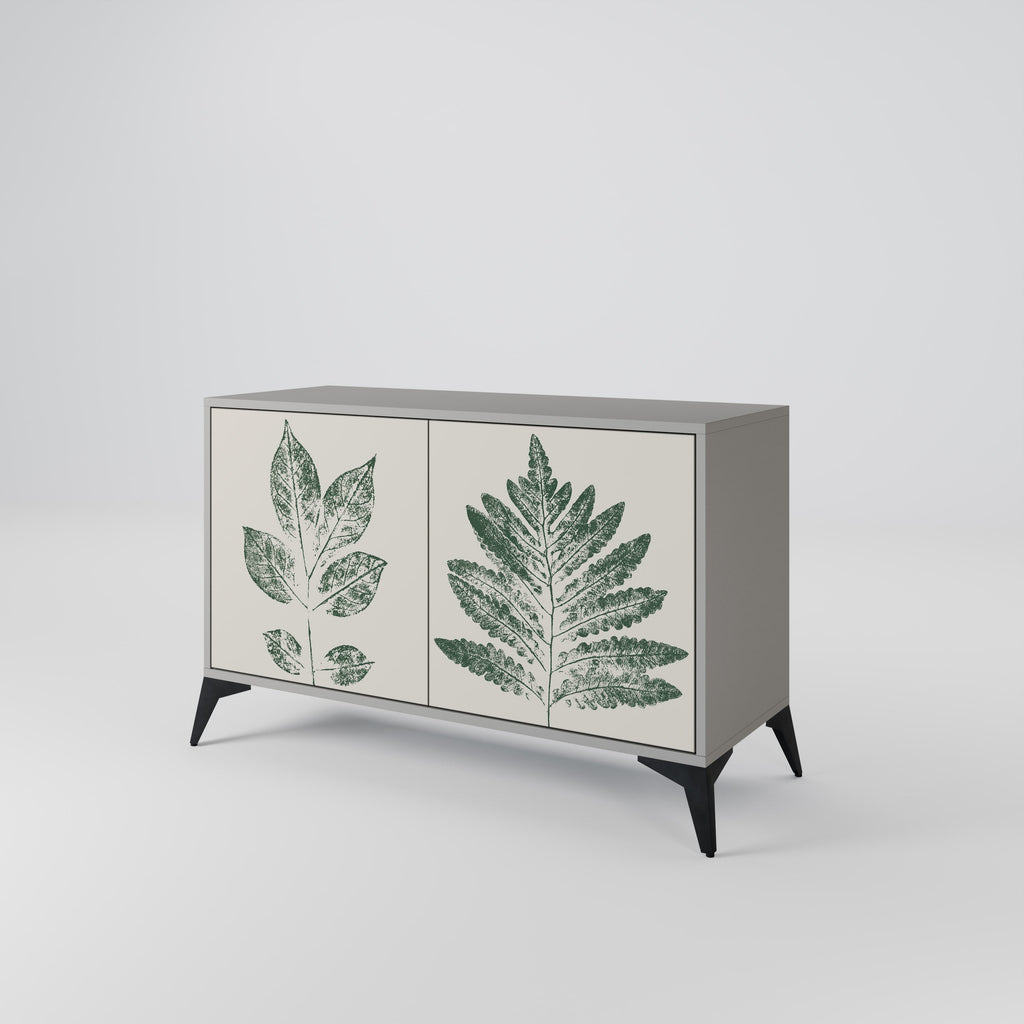 GREEN LEAFY STAMPS Sideboard mit 2 Türen in Grau