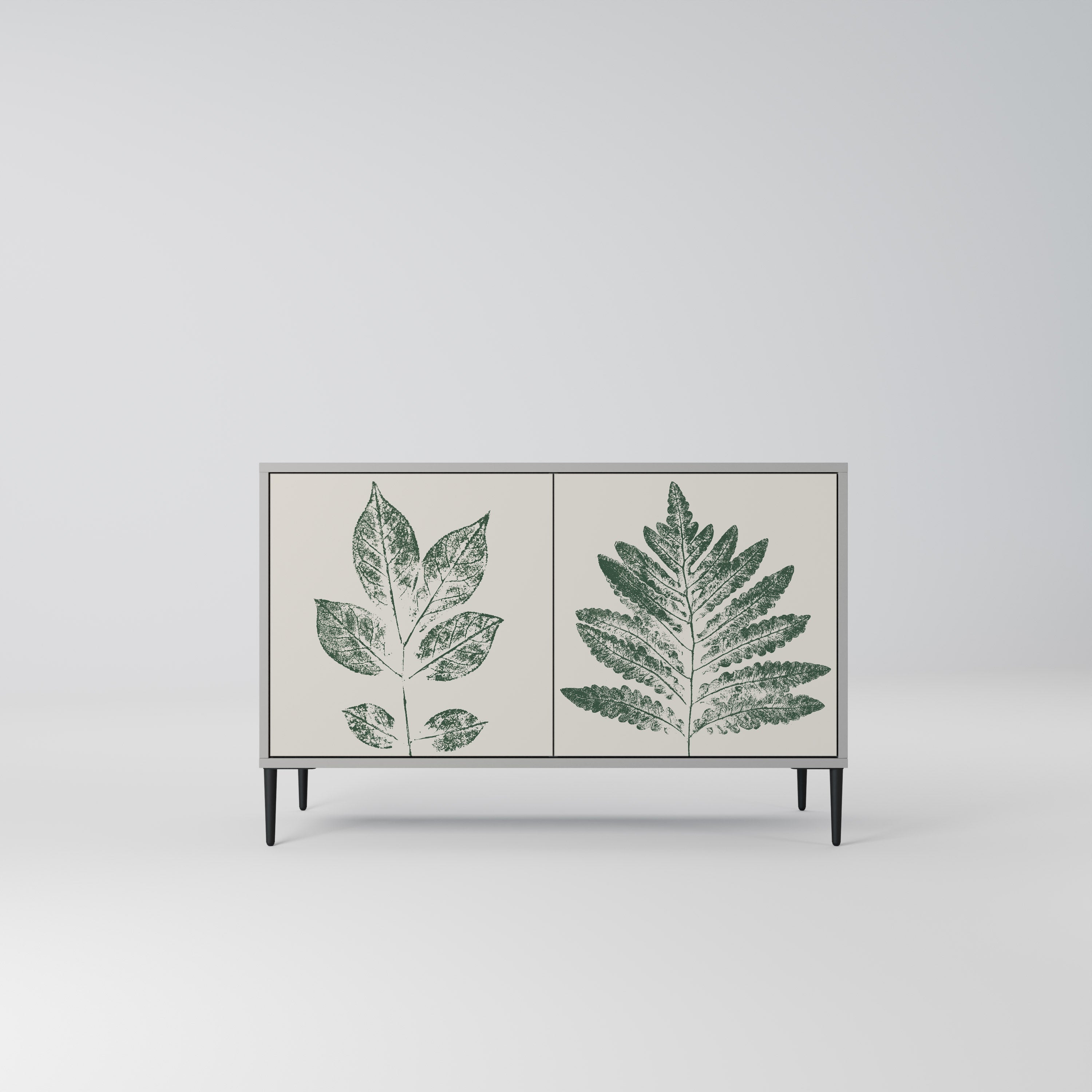 GREEN LEAFY STAMPS Sideboard mit 2 Türen in Grau