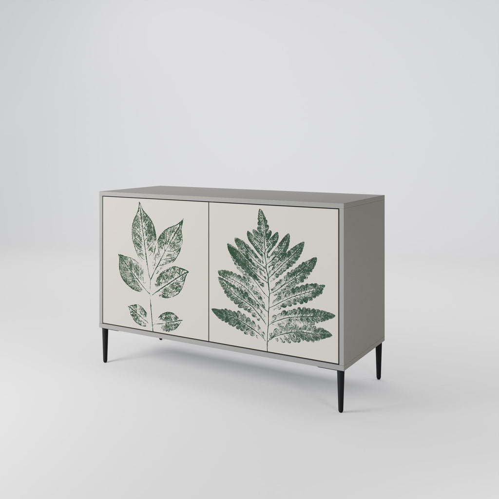 GREEN LEAFY STAMPS Sideboard mit 2 Türen in Grau