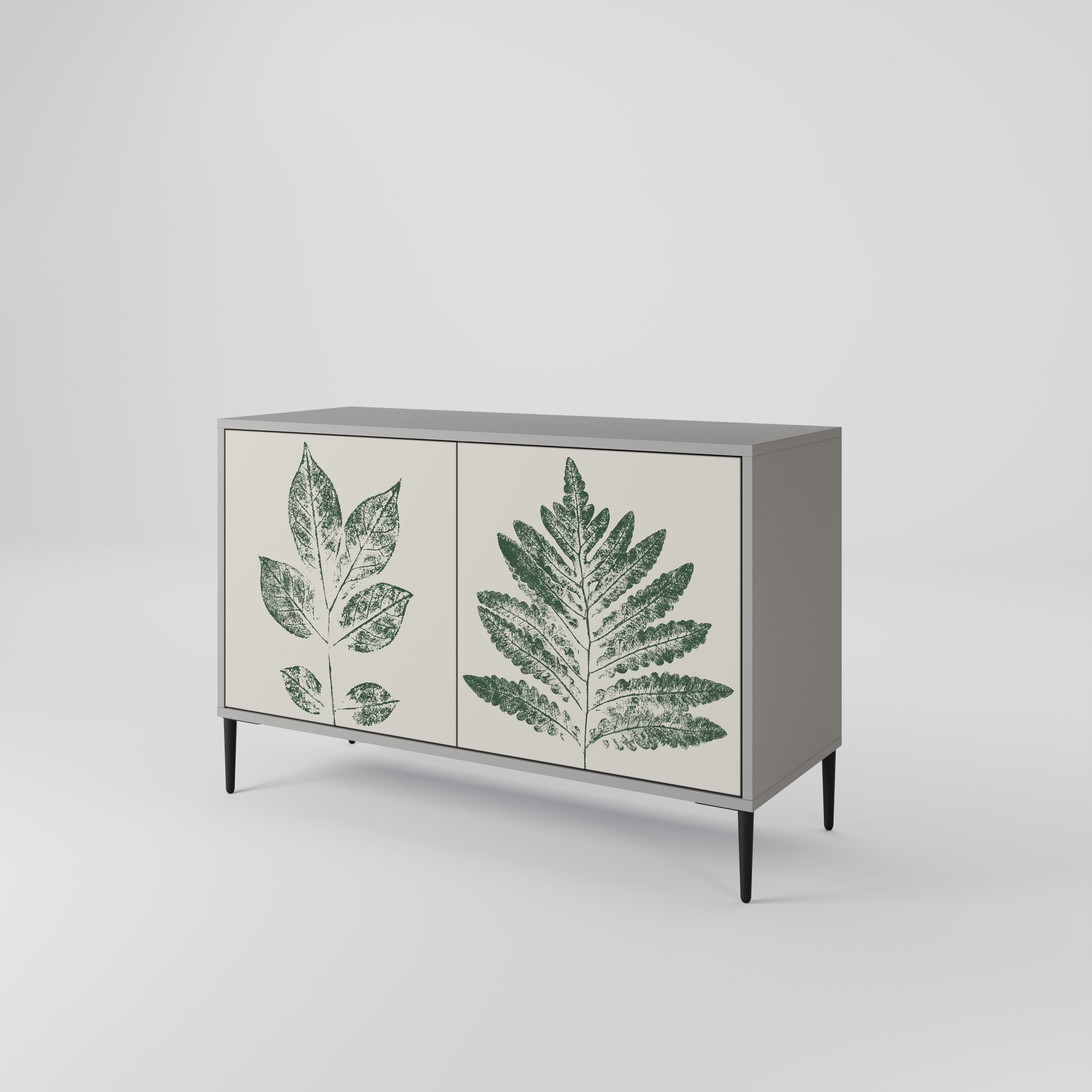 GREEN LEAFY STAMPS Sideboard mit 2 Türen in Grau