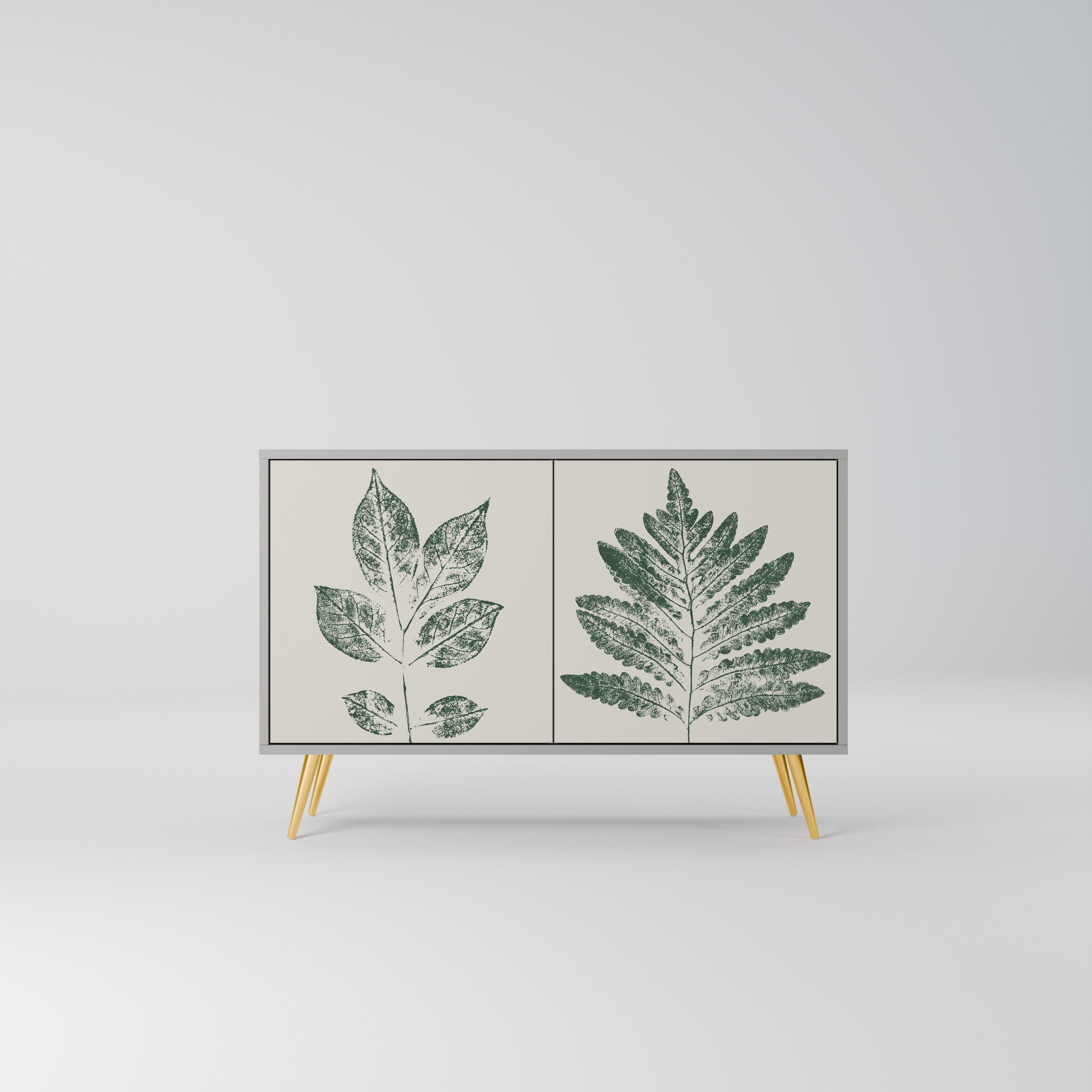 GREEN LEAFY STAMPS Sideboard mit 2 Türen in Grau