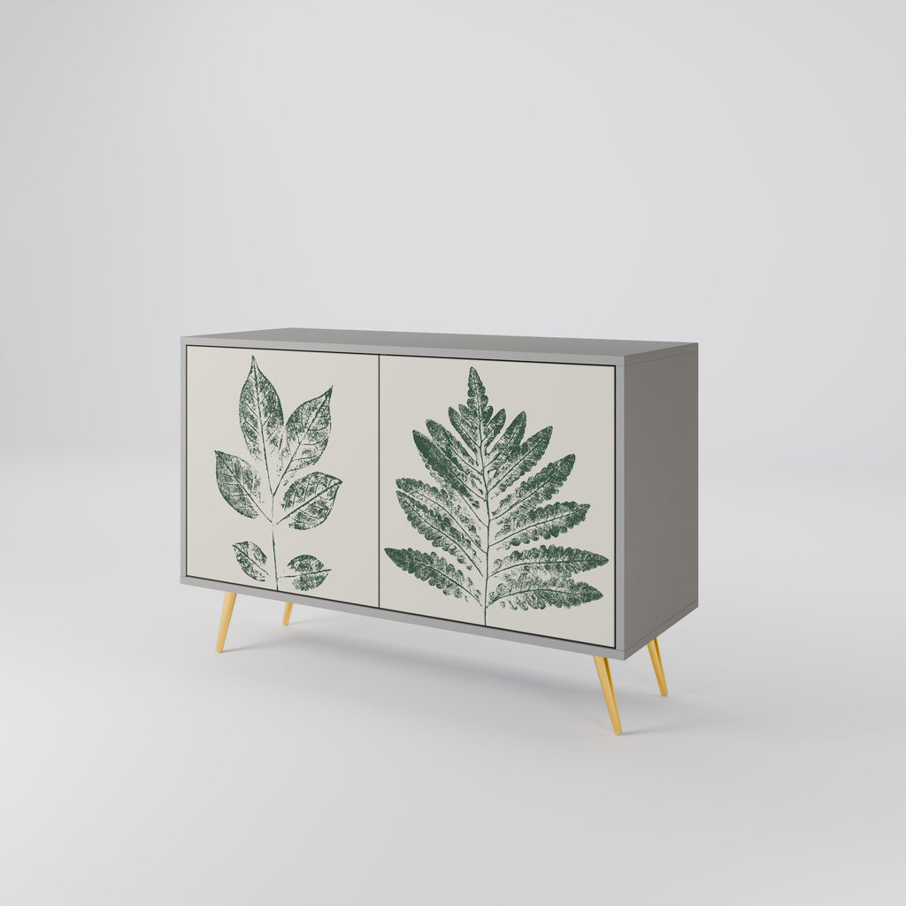 GREEN LEAFY STAMPS Sideboard mit 2 Türen in Grau