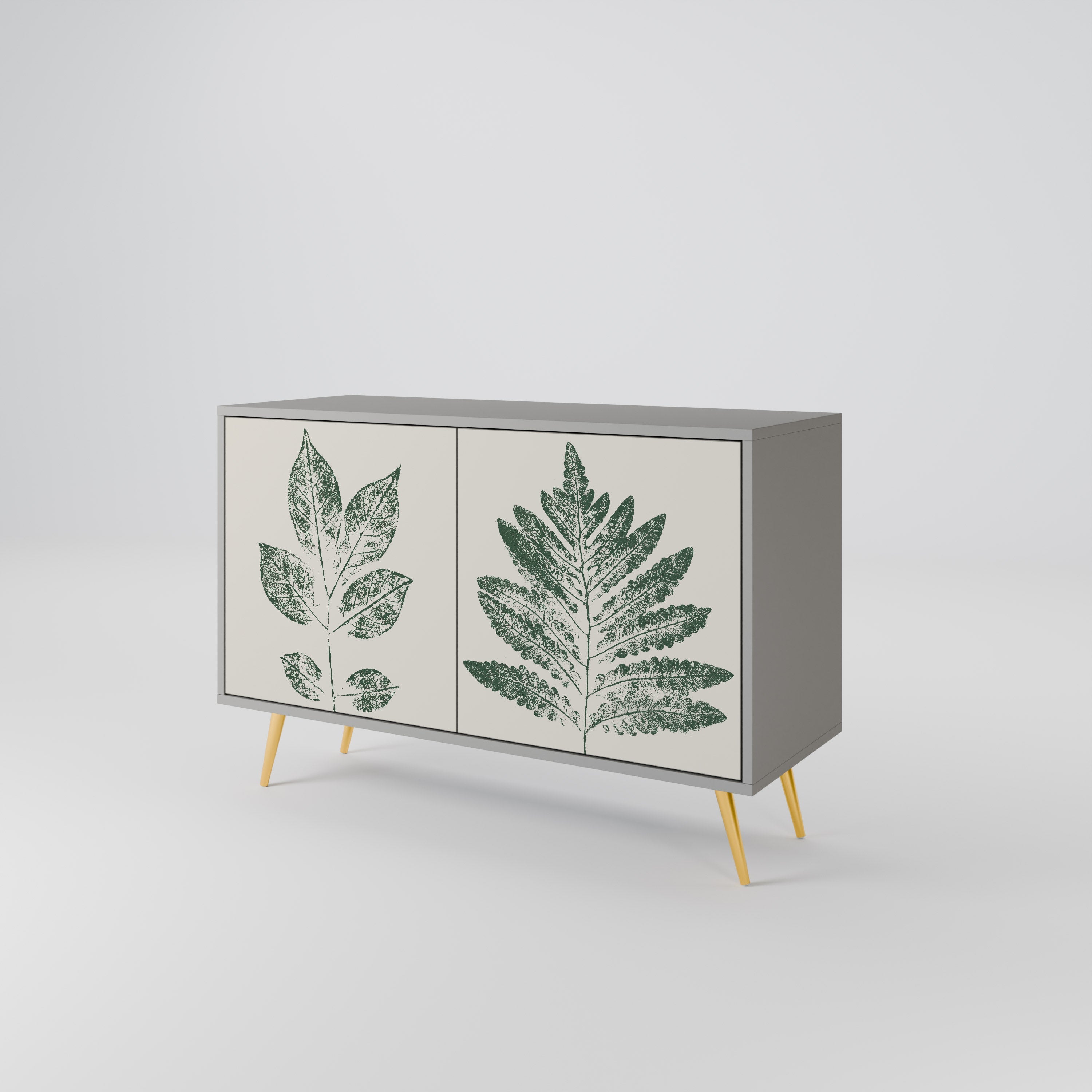 GREEN LEAFY STAMPS Sideboard mit 2 Türen in Grau