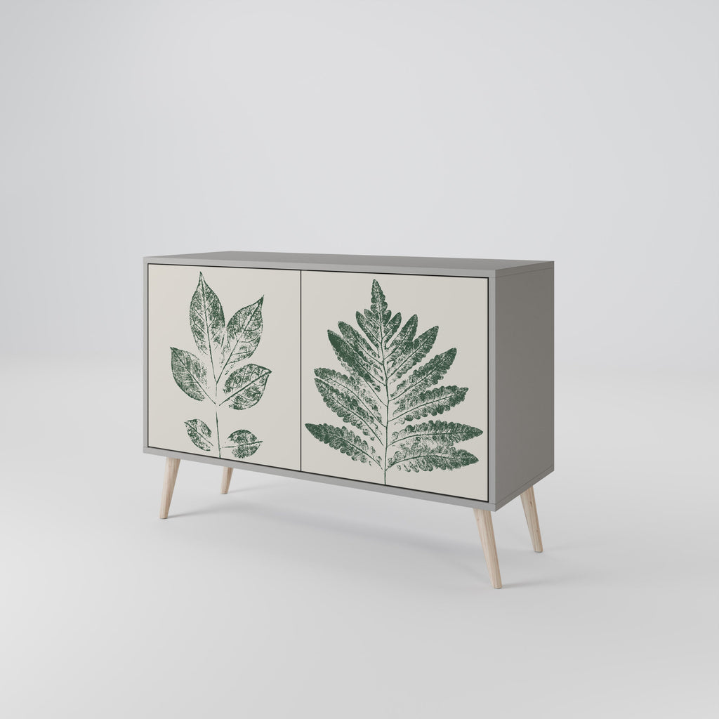 GREEN LEAFY STAMPS Sideboard mit 2 Türen in Grau