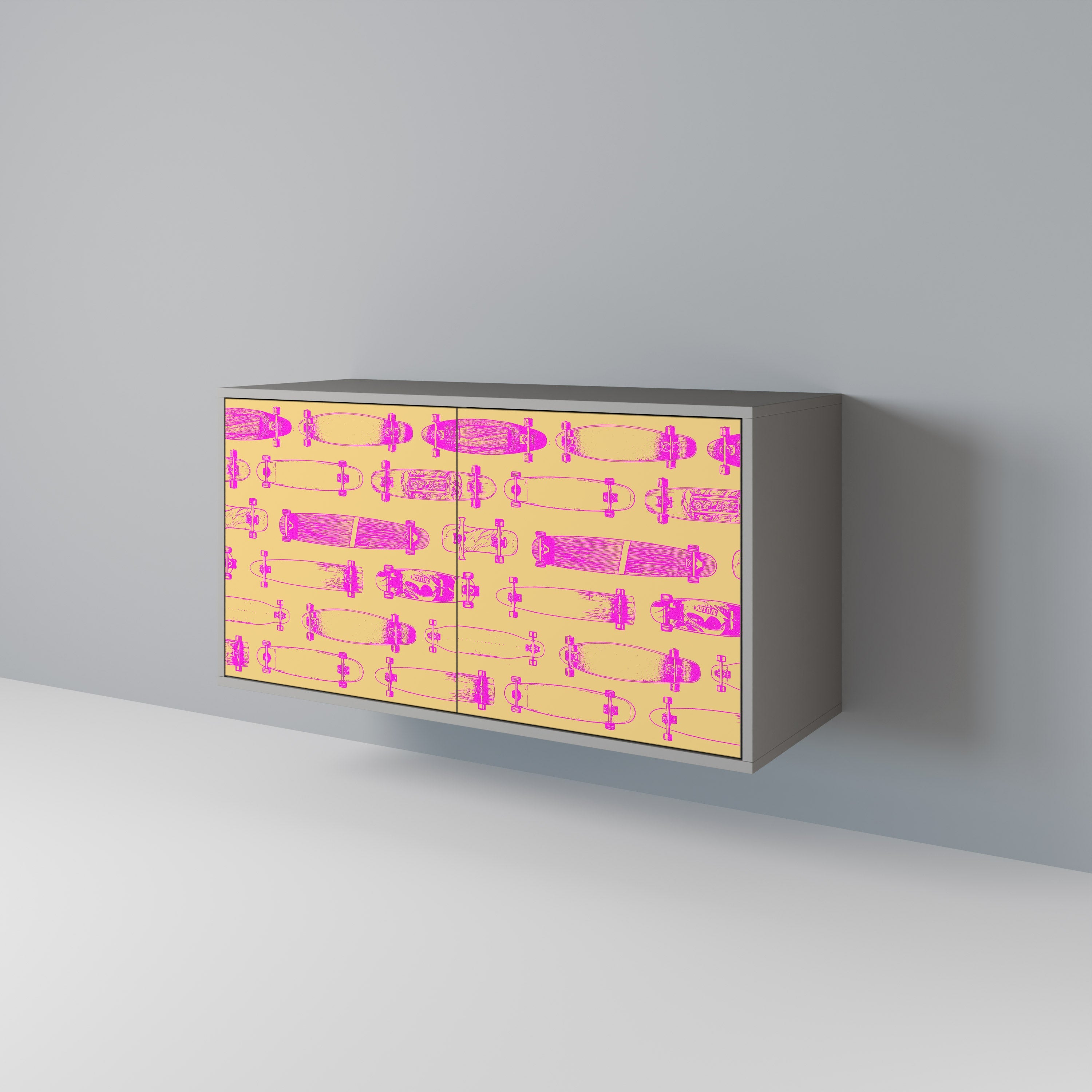 SKATEBOARD ARTISTRY 2-Door Sideboard in Grey Finish