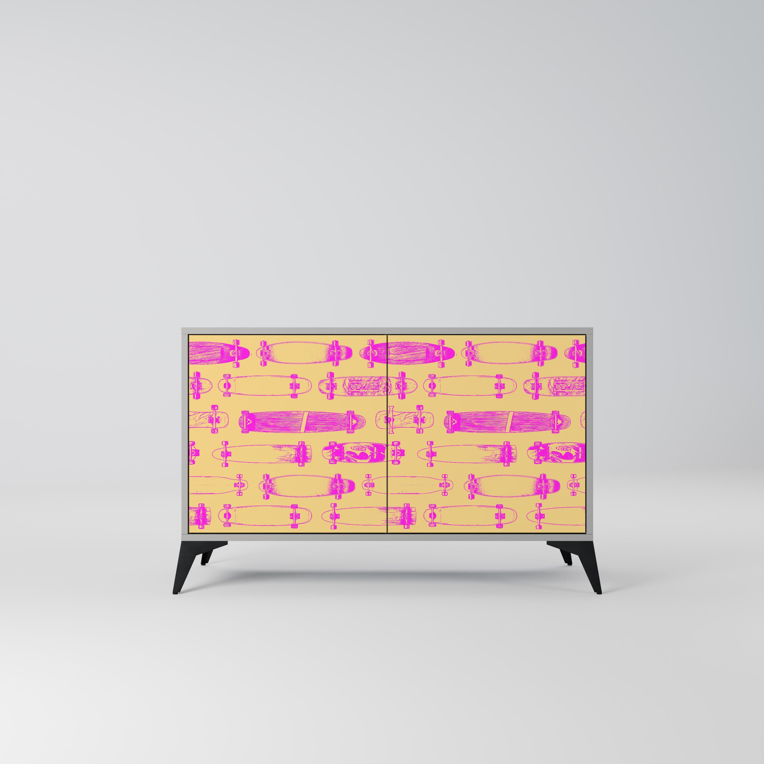 SKATEBOARD ARTISTRY Sideboard mit 2 Türen in Grau