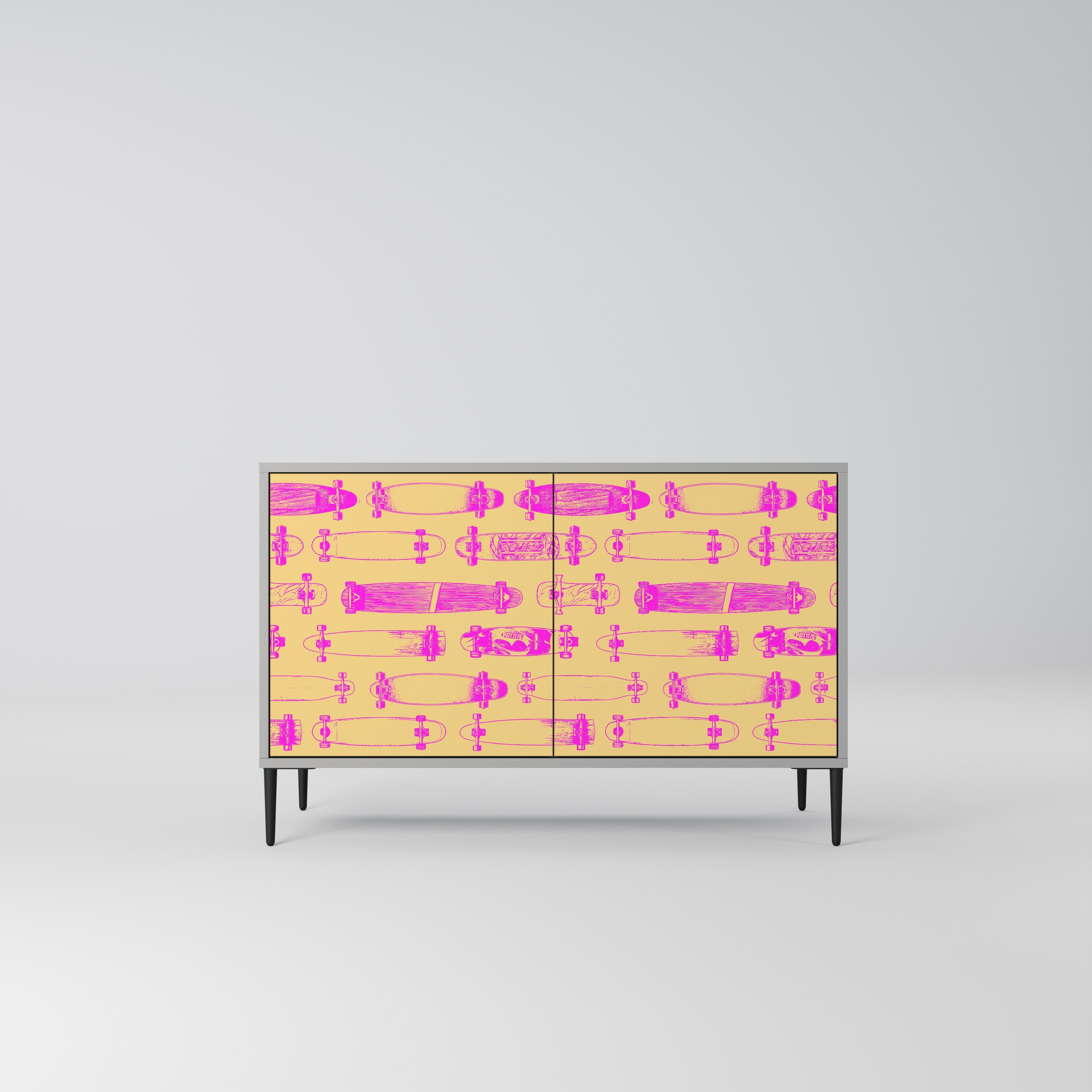 SKATEBOARD ARTISTRY Sideboard mit 2 Türen in Grau