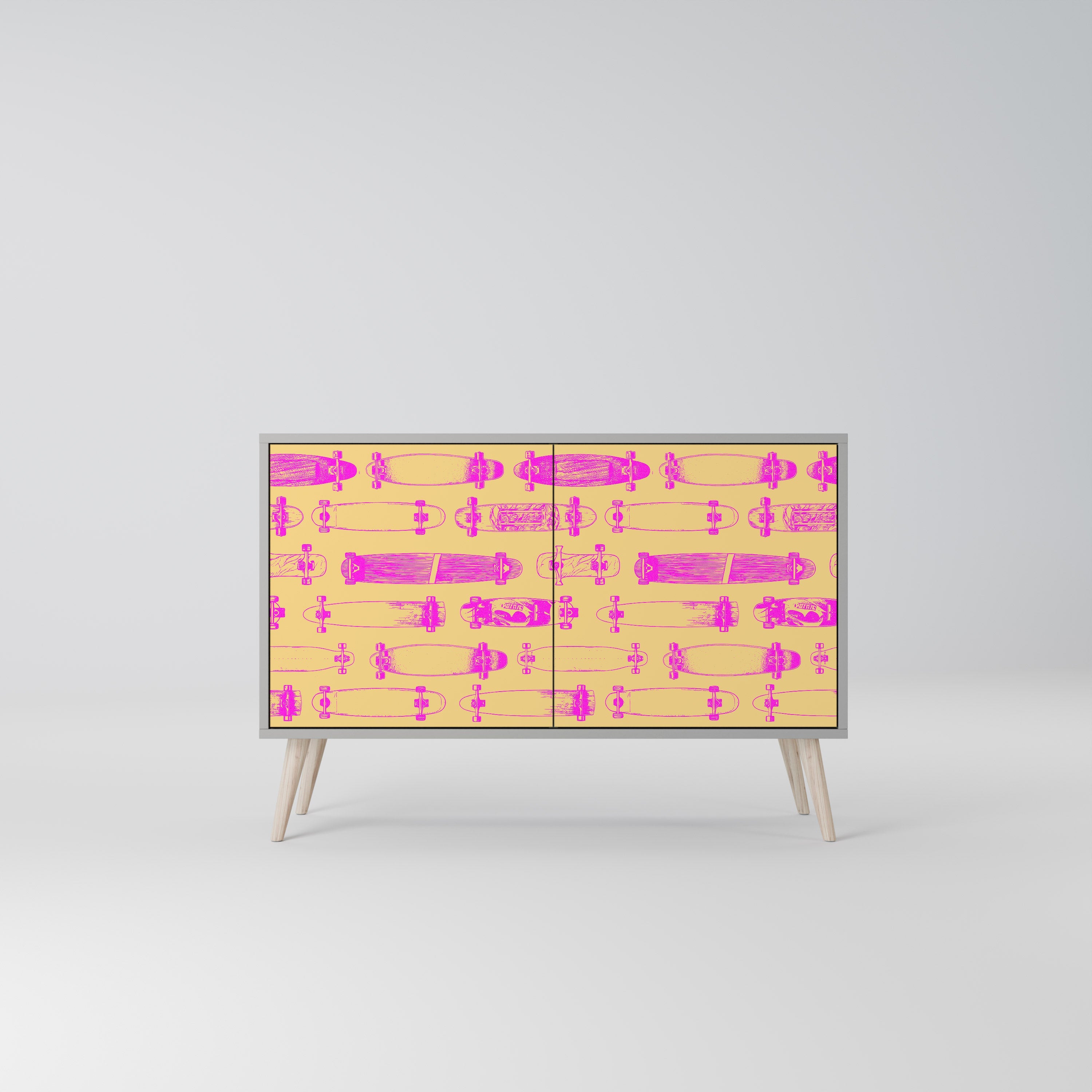 SKATEBOARD ARTISTRY Sideboard mit 2 Türen in Grau