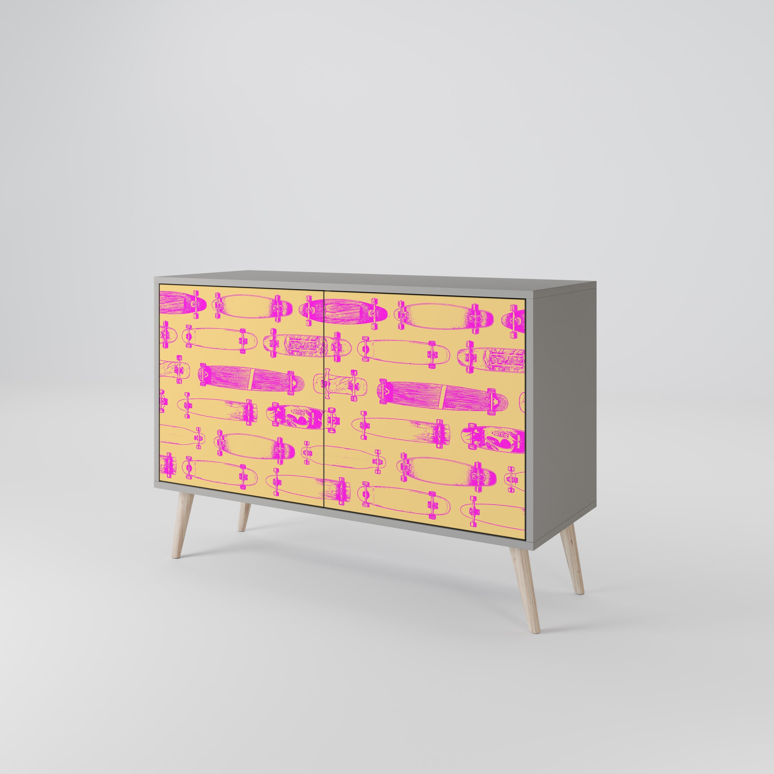 SKATEBOARD ARTISTRY Sideboard mit 2 Türen in Grau