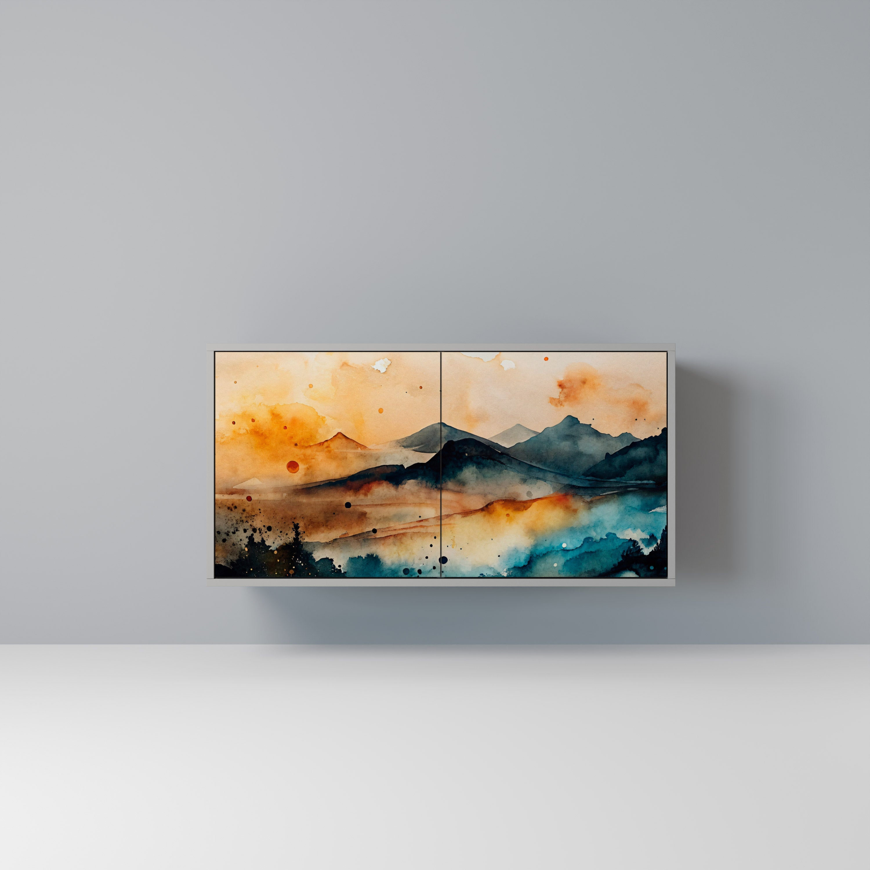 OMINOUS MOUNTAINS Sideboard mit 2 Türen in Grau