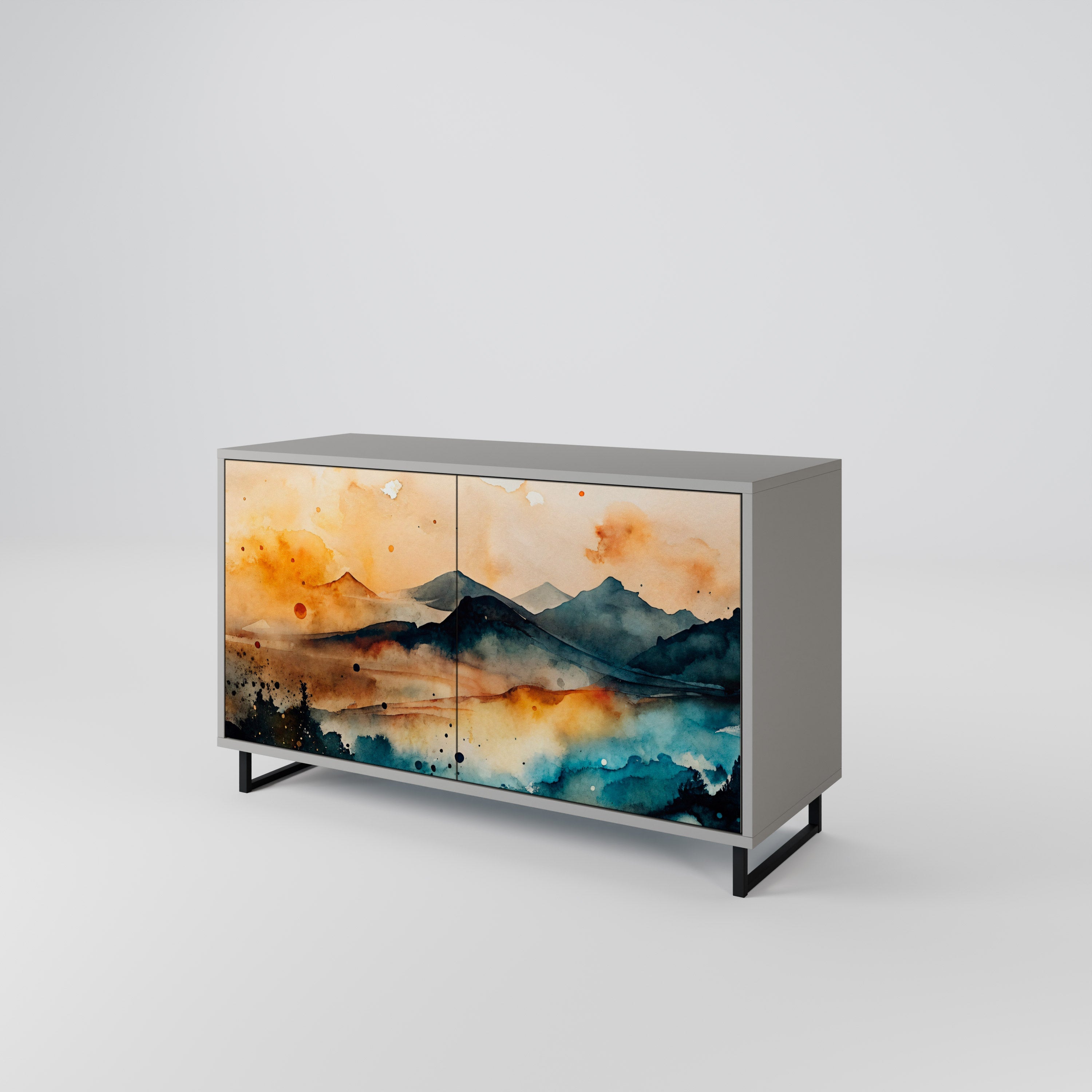 OMINOUS MOUNTAINS 2-Door Sideboard in Grey Finish