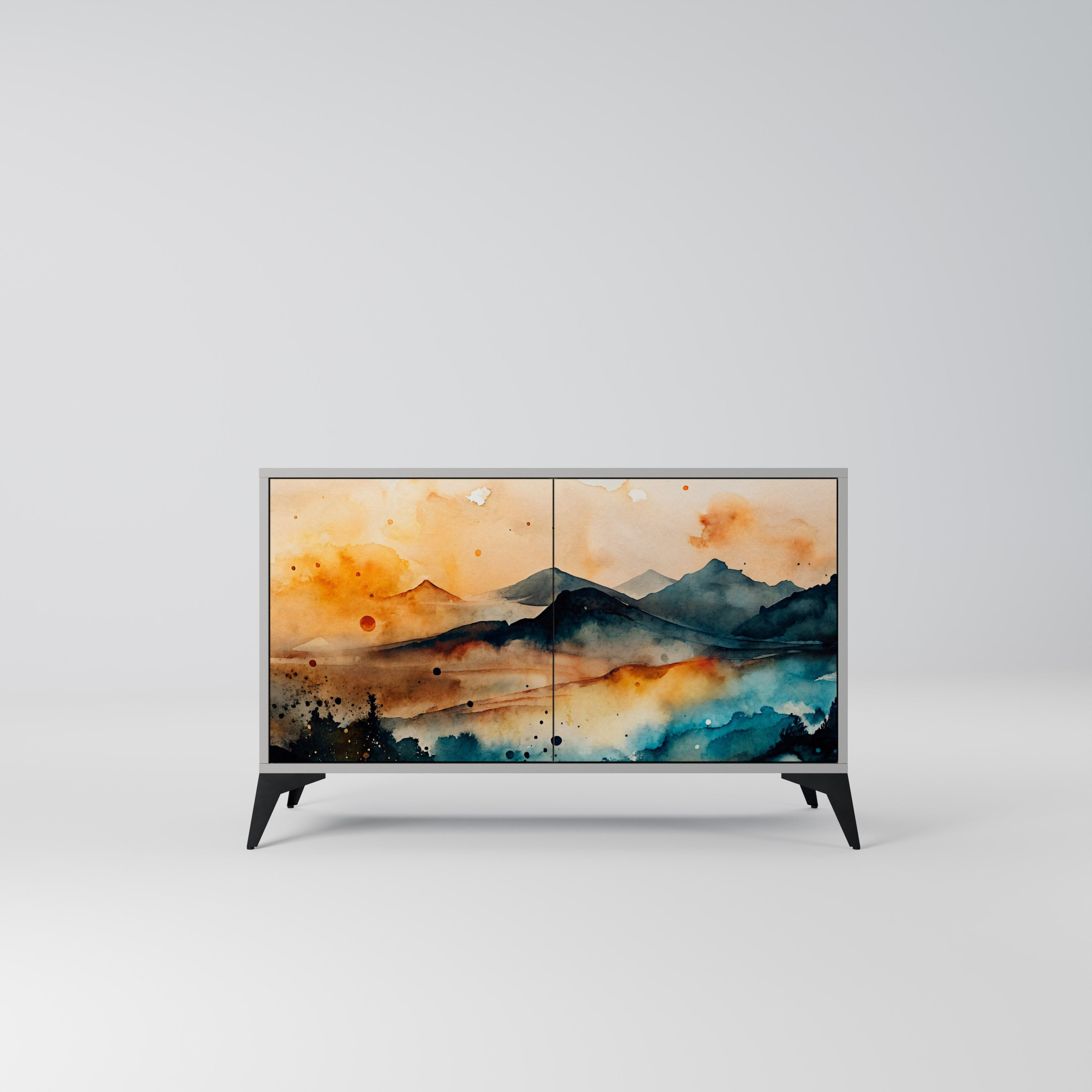 OMINOUS MOUNTAINS Sideboard mit 2 Türen in Grau