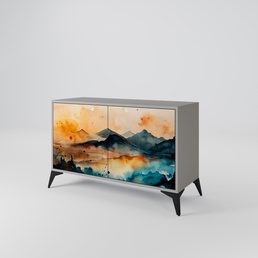 OMINOUS MOUNTAINS 2-Door Sideboard in Grey Finish