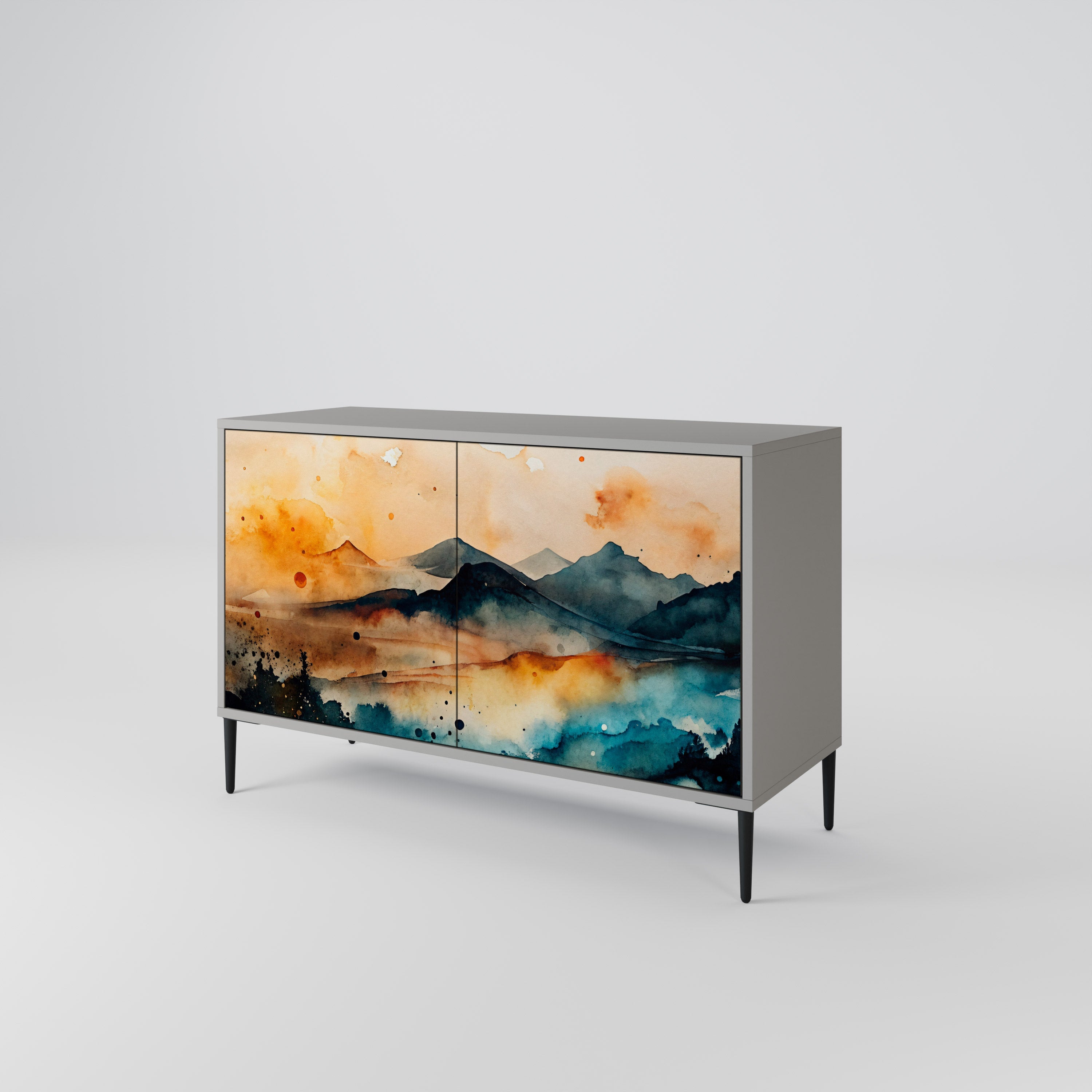 OMINOUS MOUNTAINS Sideboard mit 2 Türen in Grau