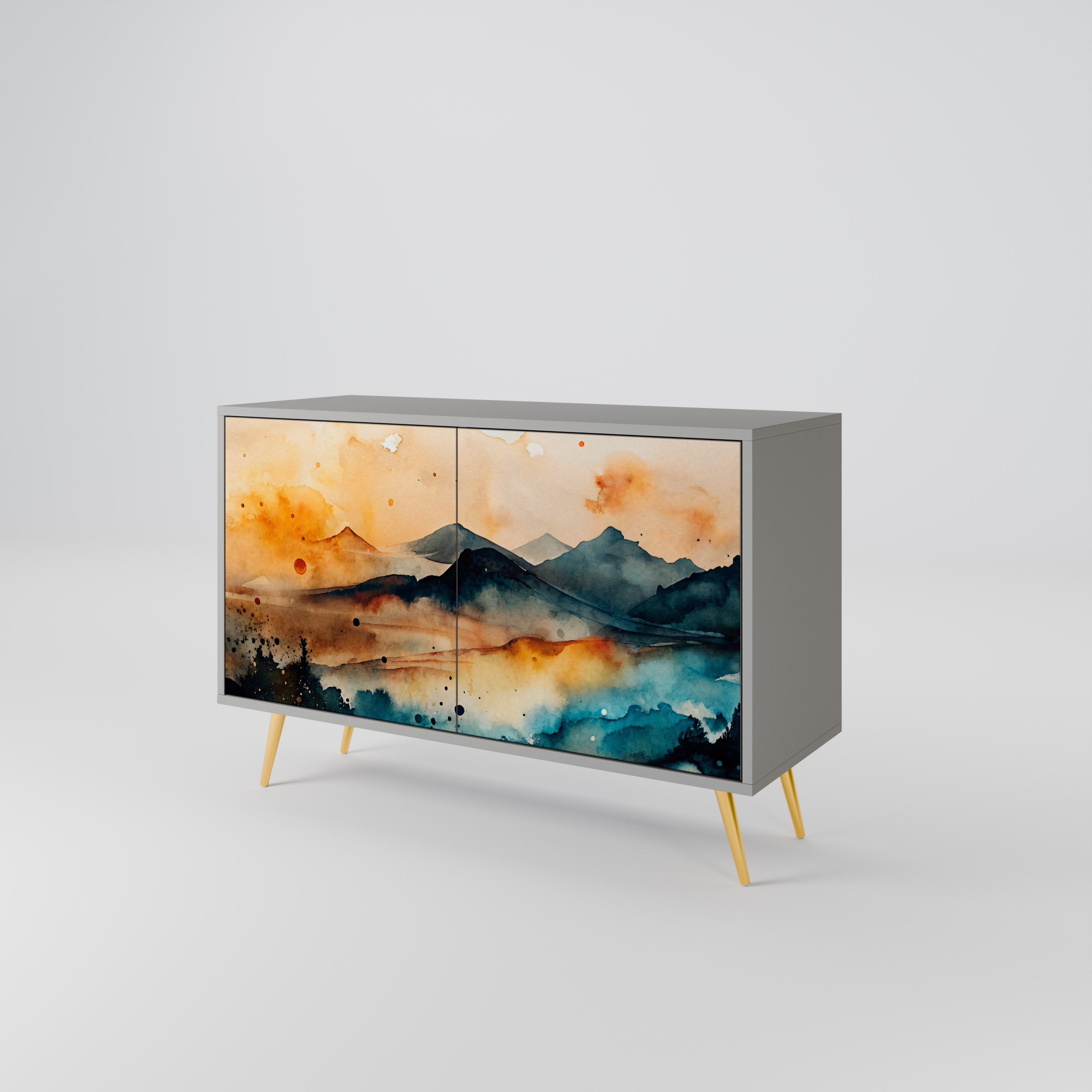 OMINOUS MOUNTAINS Sideboard mit 2 Türen in Grau